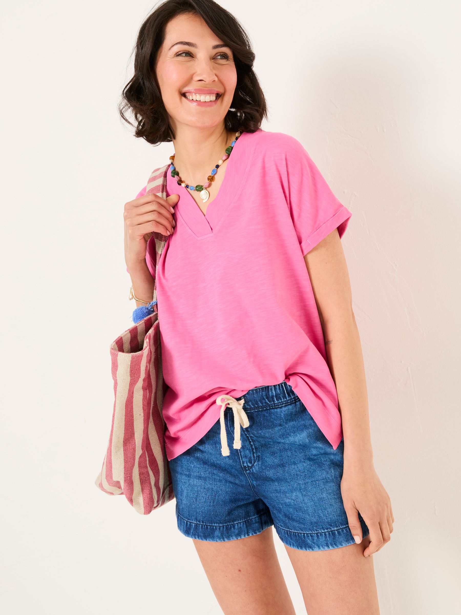 Tansy Pink 100% Organic Cotton V-Neck T-Shirt - Image 1 of 1