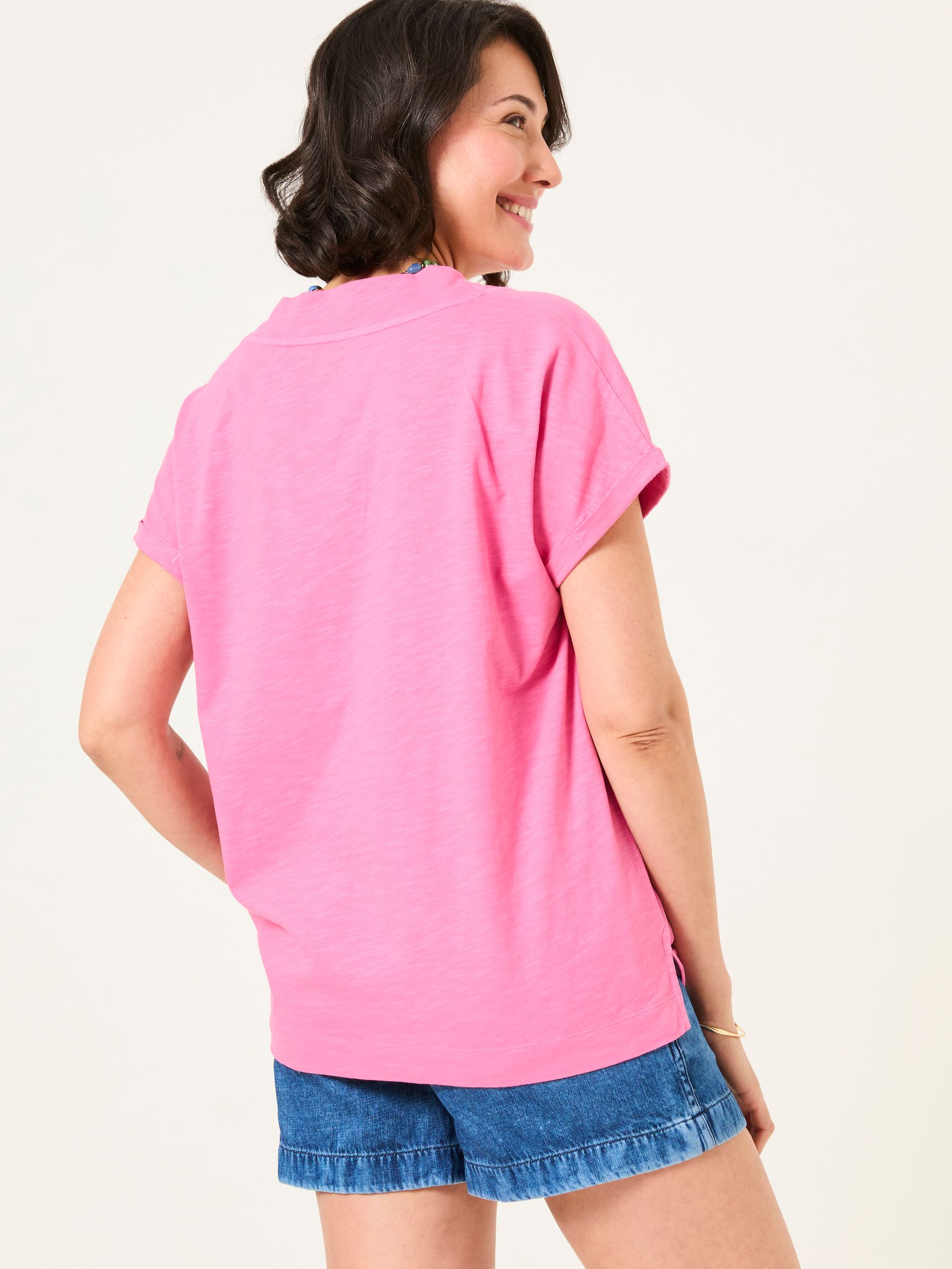 Tansy Pink 100% Organic Cotton V-Neck T-Shirt - Image 2 of 5