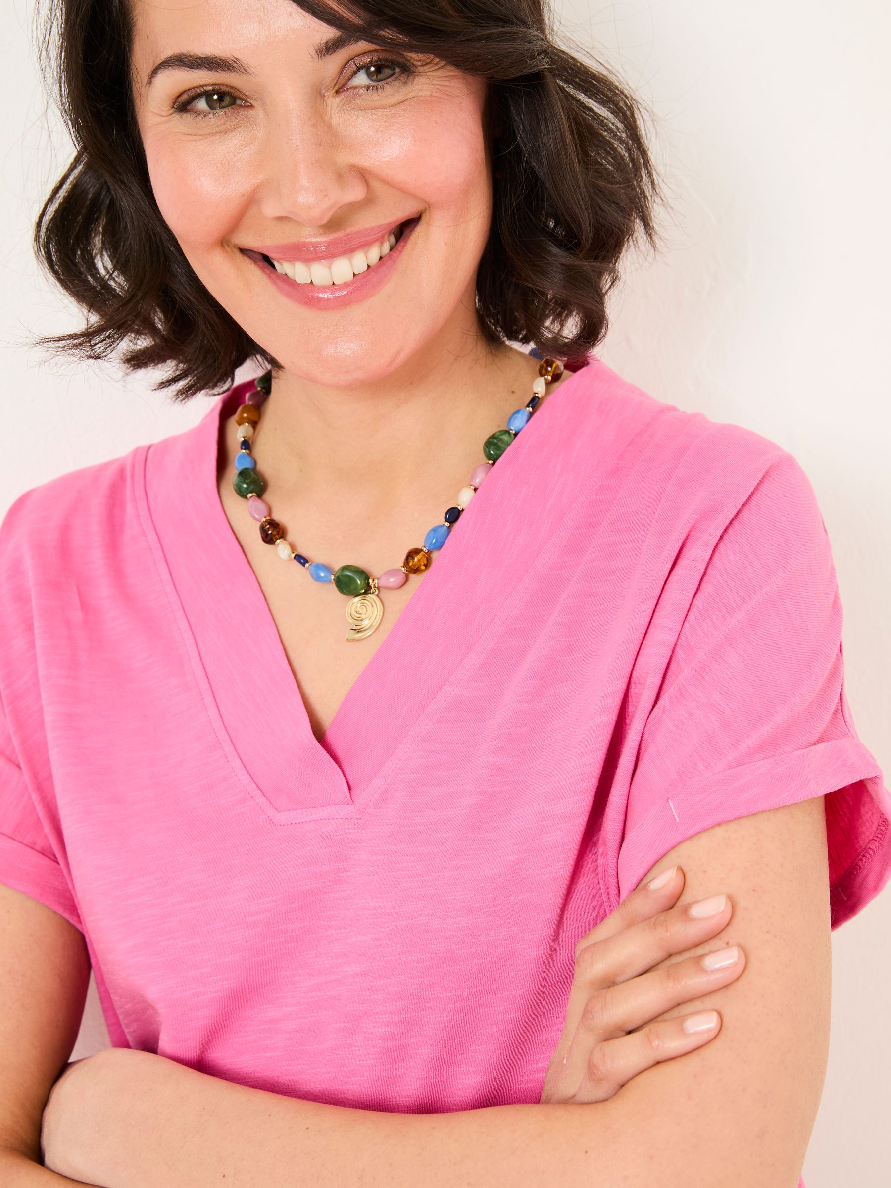 Tansy Pink 100% Organic Cotton V-Neck T-Shirt - Image 3 of 5