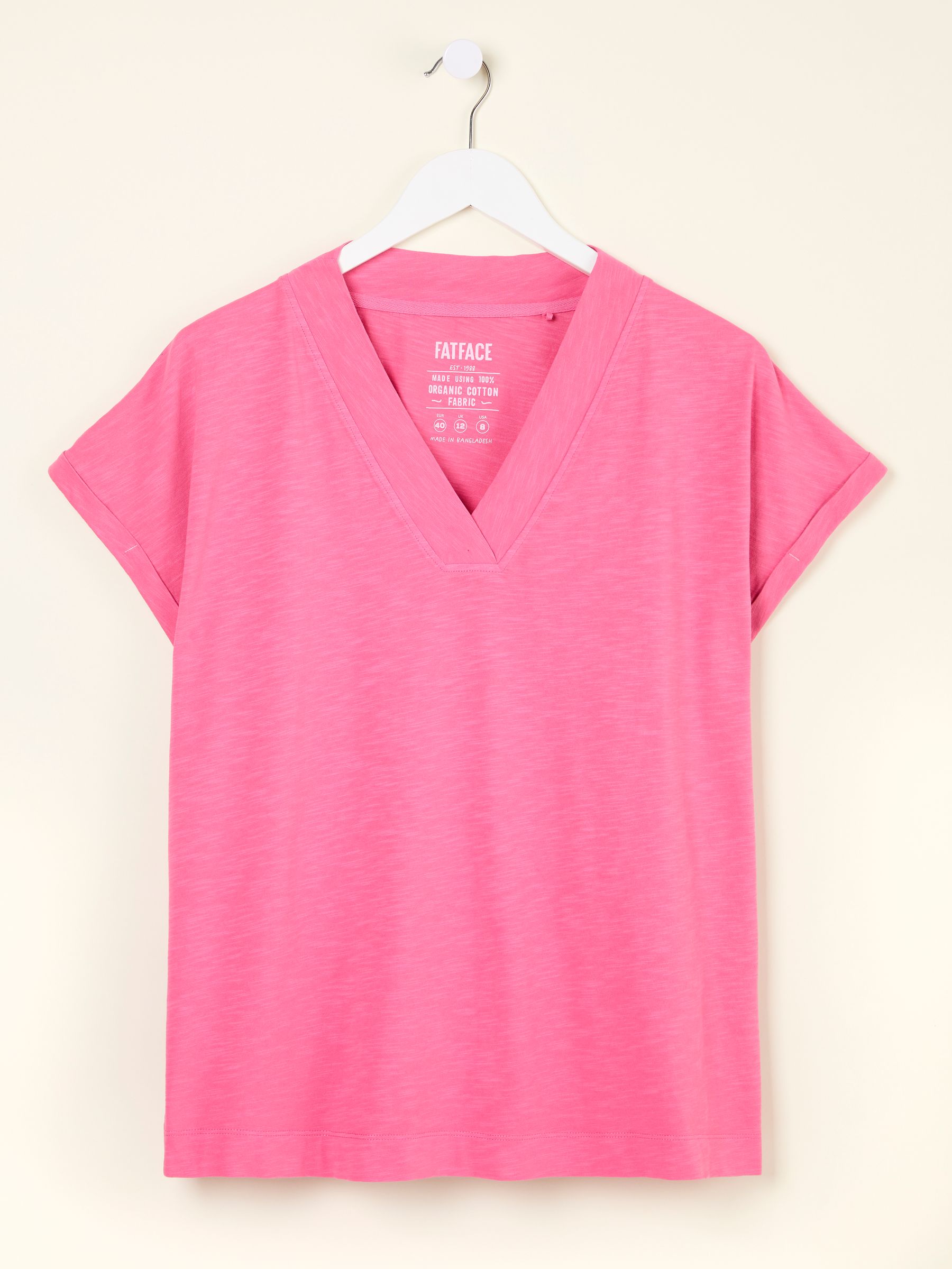 Tansy Pink 100% Organic Cotton V-Neck T-Shirt - Image 5 of 5
