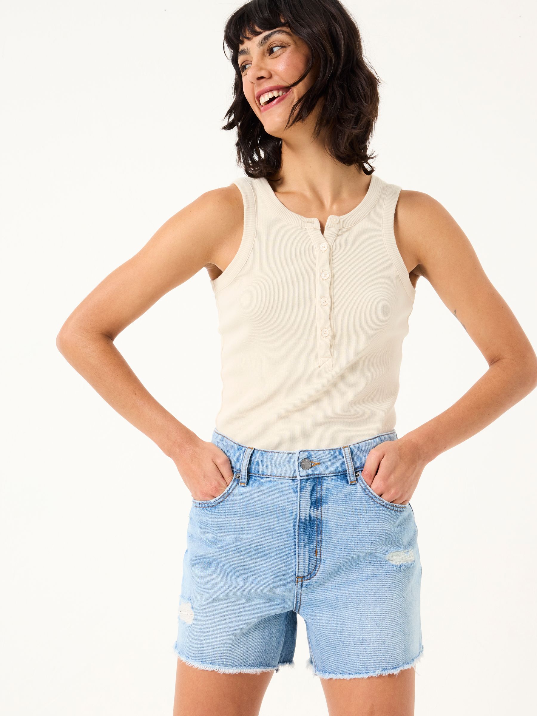 Rachel Natural Rib Vest - Image 1 of 5