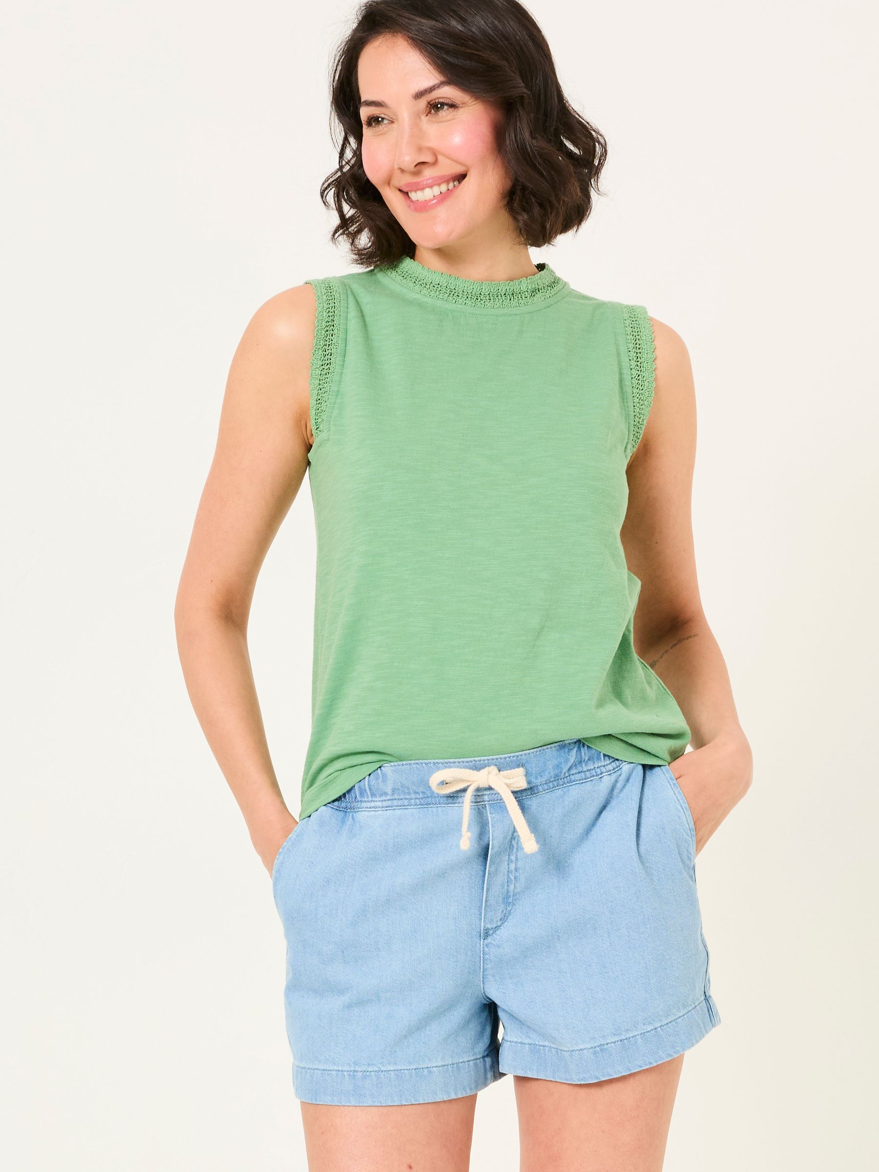 Isla Green Lace Jersey Tank Top - Image 1 of 5