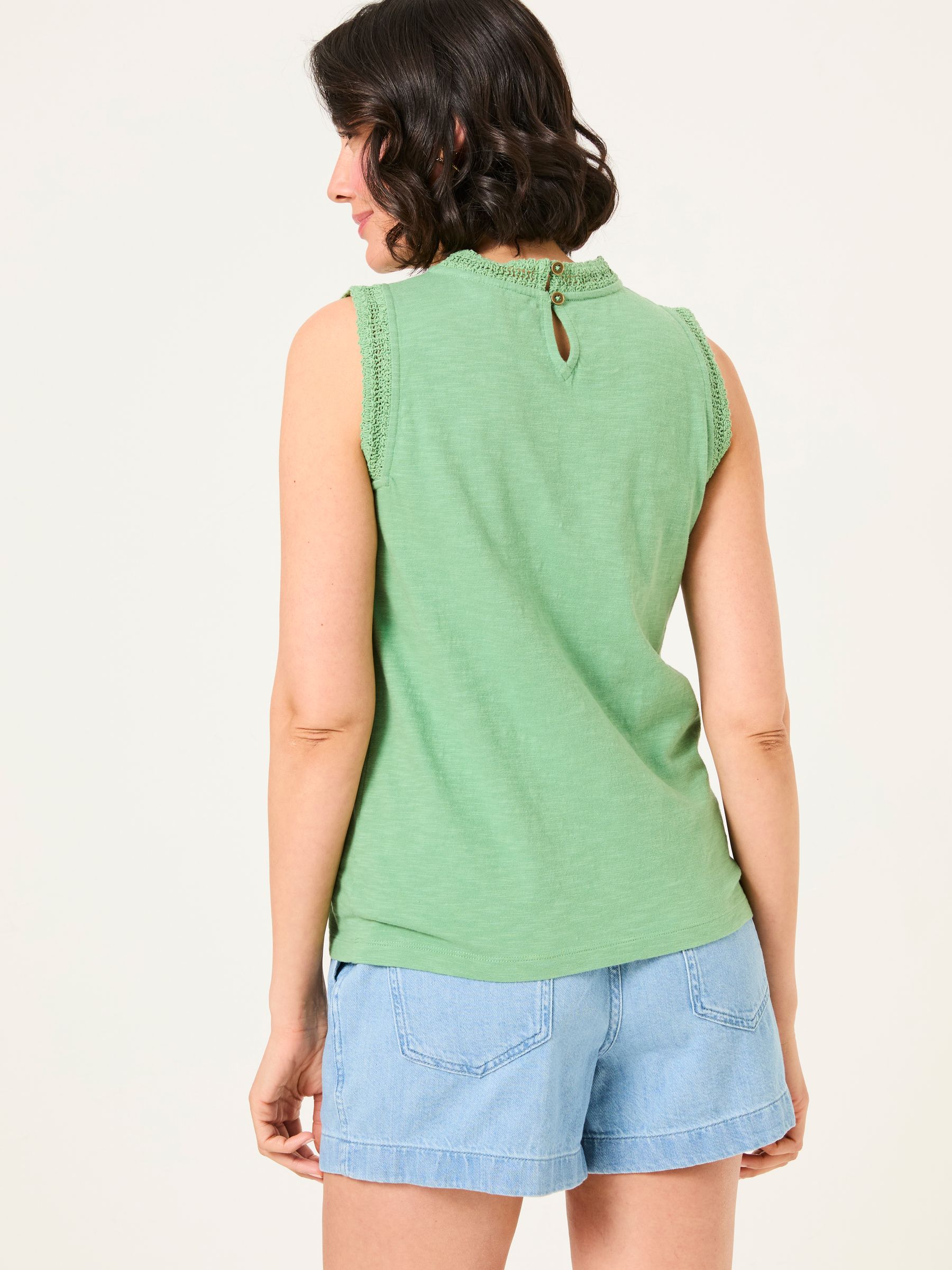 Isla Green Lace Jersey Tank Top - Image 2 of 5