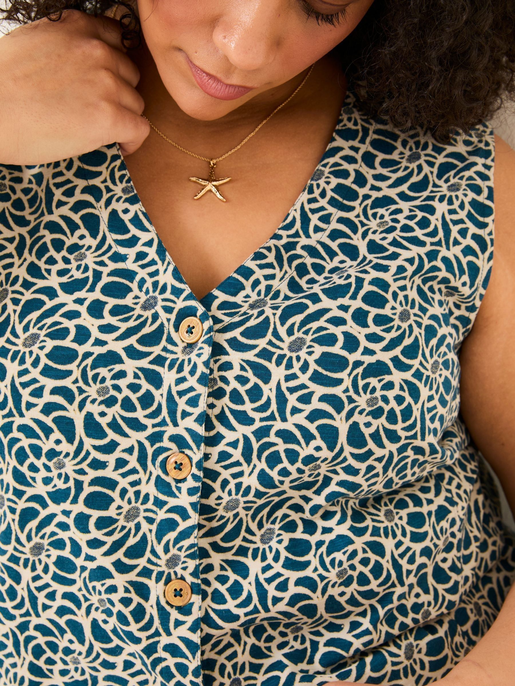 Joni Teal Blue Shibori Jersey Waistcoat - Image 10 of 10
