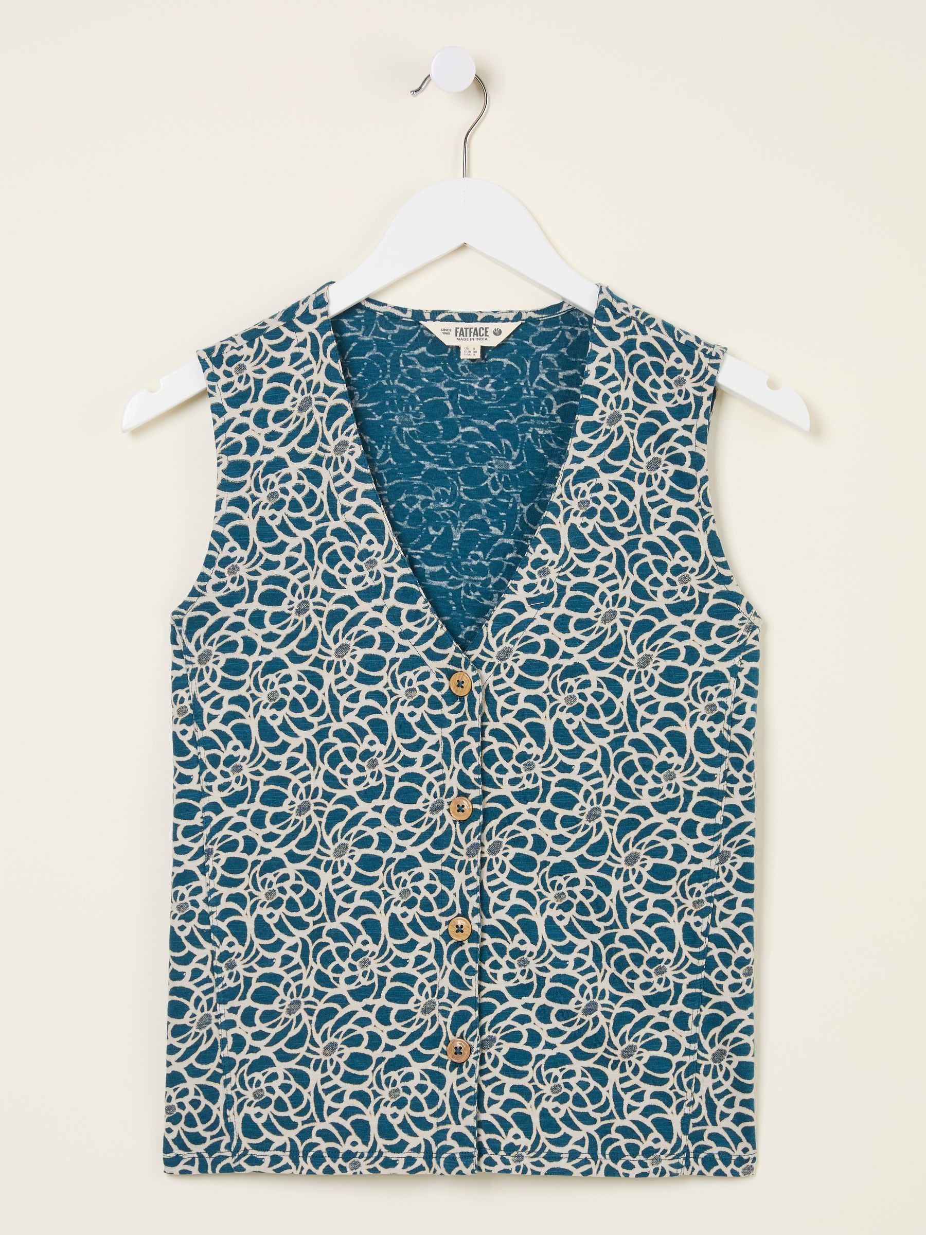 Joni Teal Blue Shibori Jersey Waistcoat - Image 11 of 11