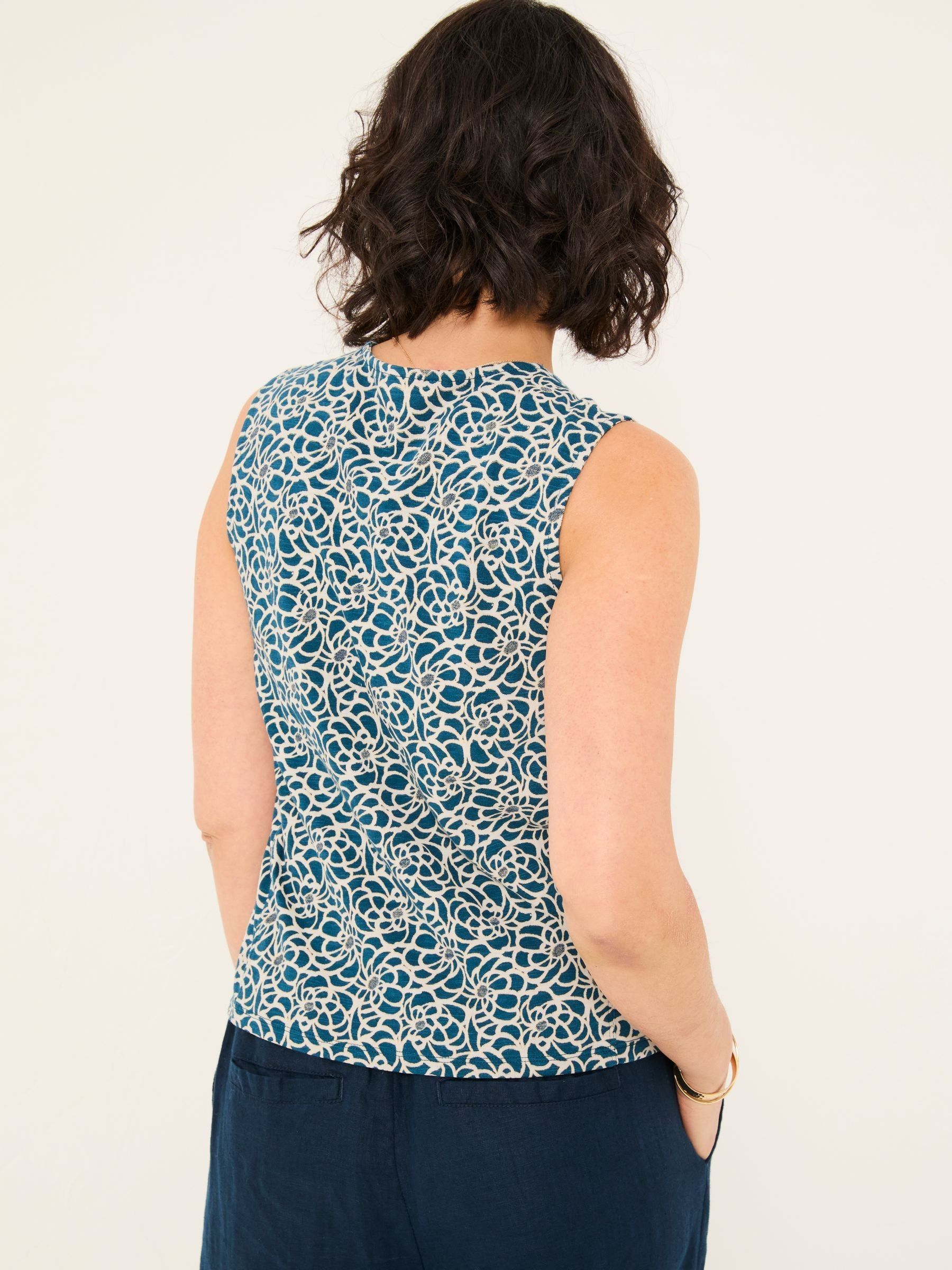 Joni Teal Blue Shibori Jersey Waistcoat - Image 3 of 10