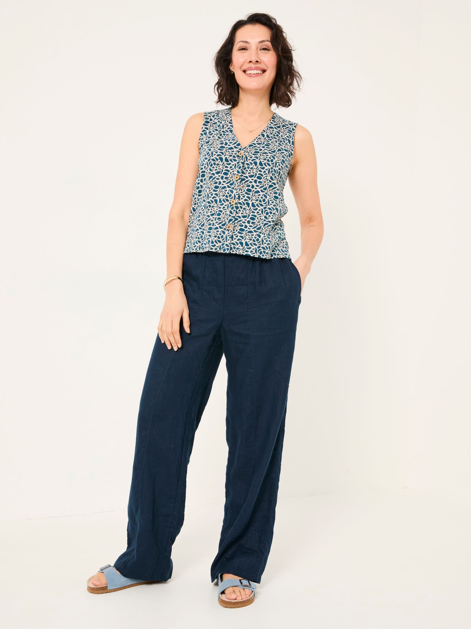 Joni Teal Blue Shibori Jersey Waistcoat - Image 4 of 10
