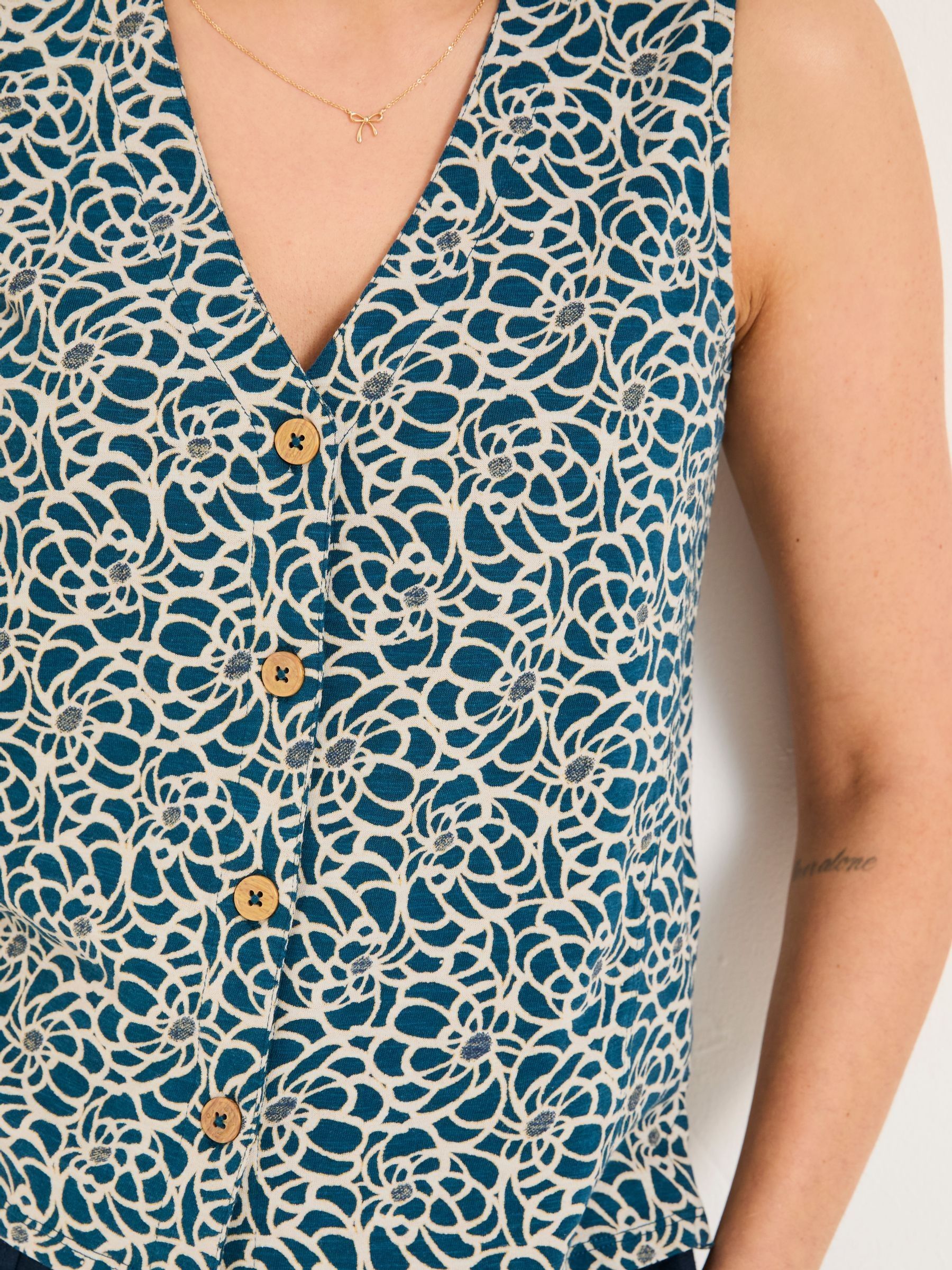 Joni Teal Blue Shibori Jersey Waistcoat - Image 5 of 10
