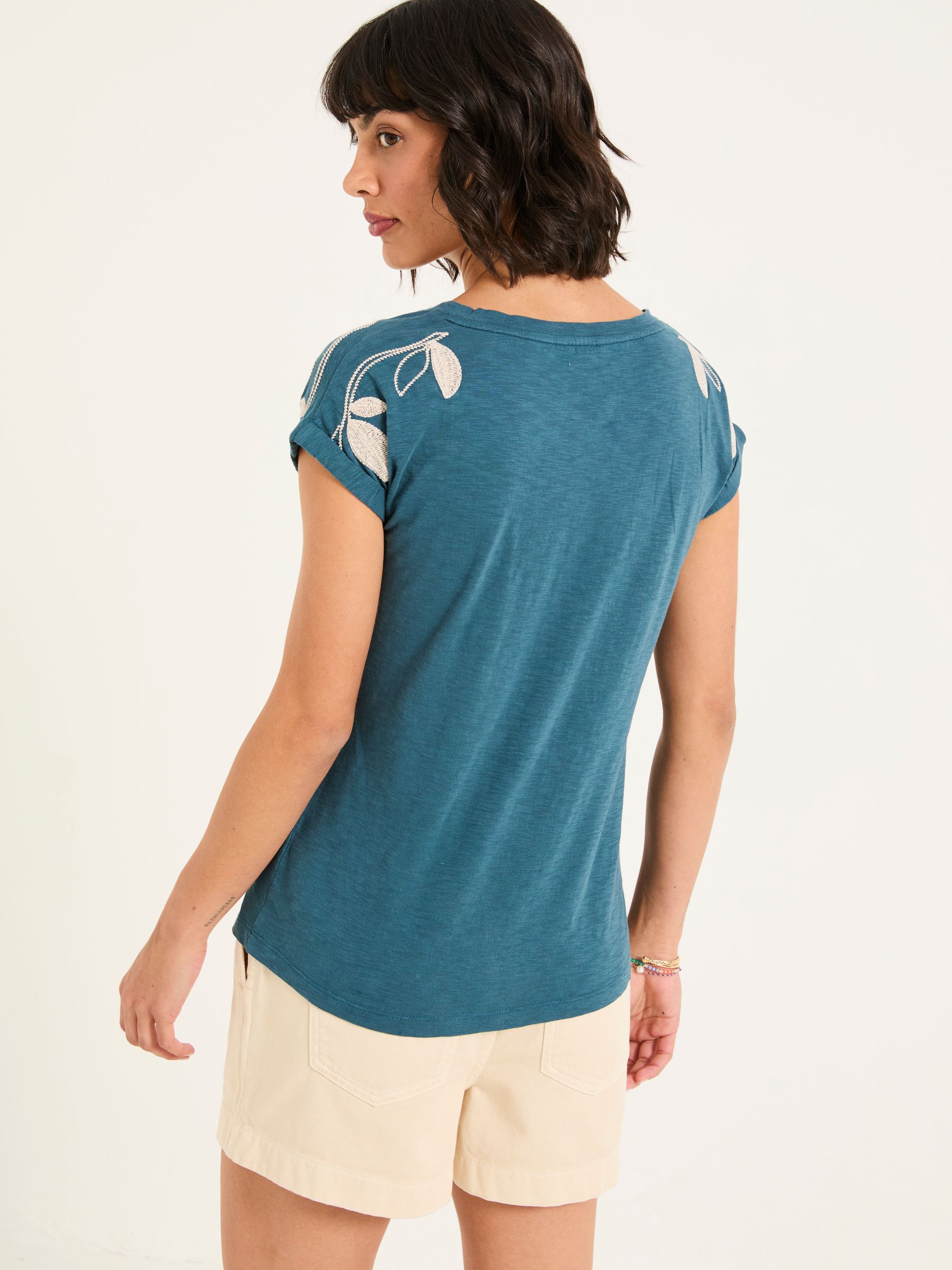 Ivy Teal Blue Embroidered T-Shirt - Image 2 of 5