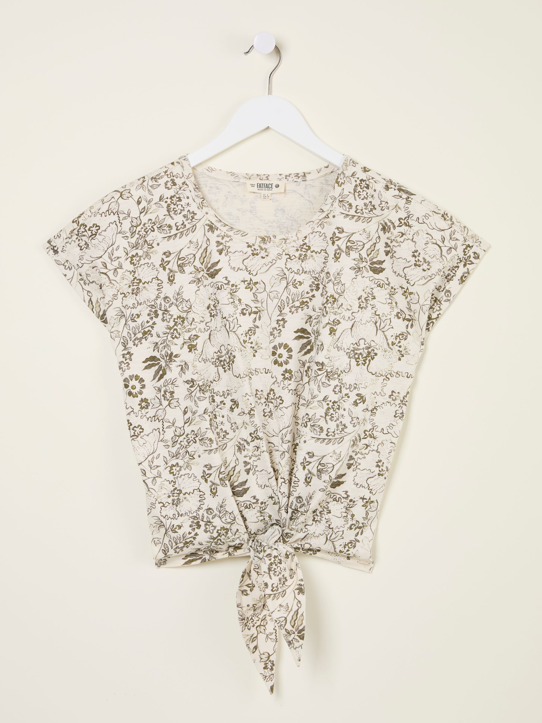 Ivory Linear Floral Tie Front Top - Image 5 of 5