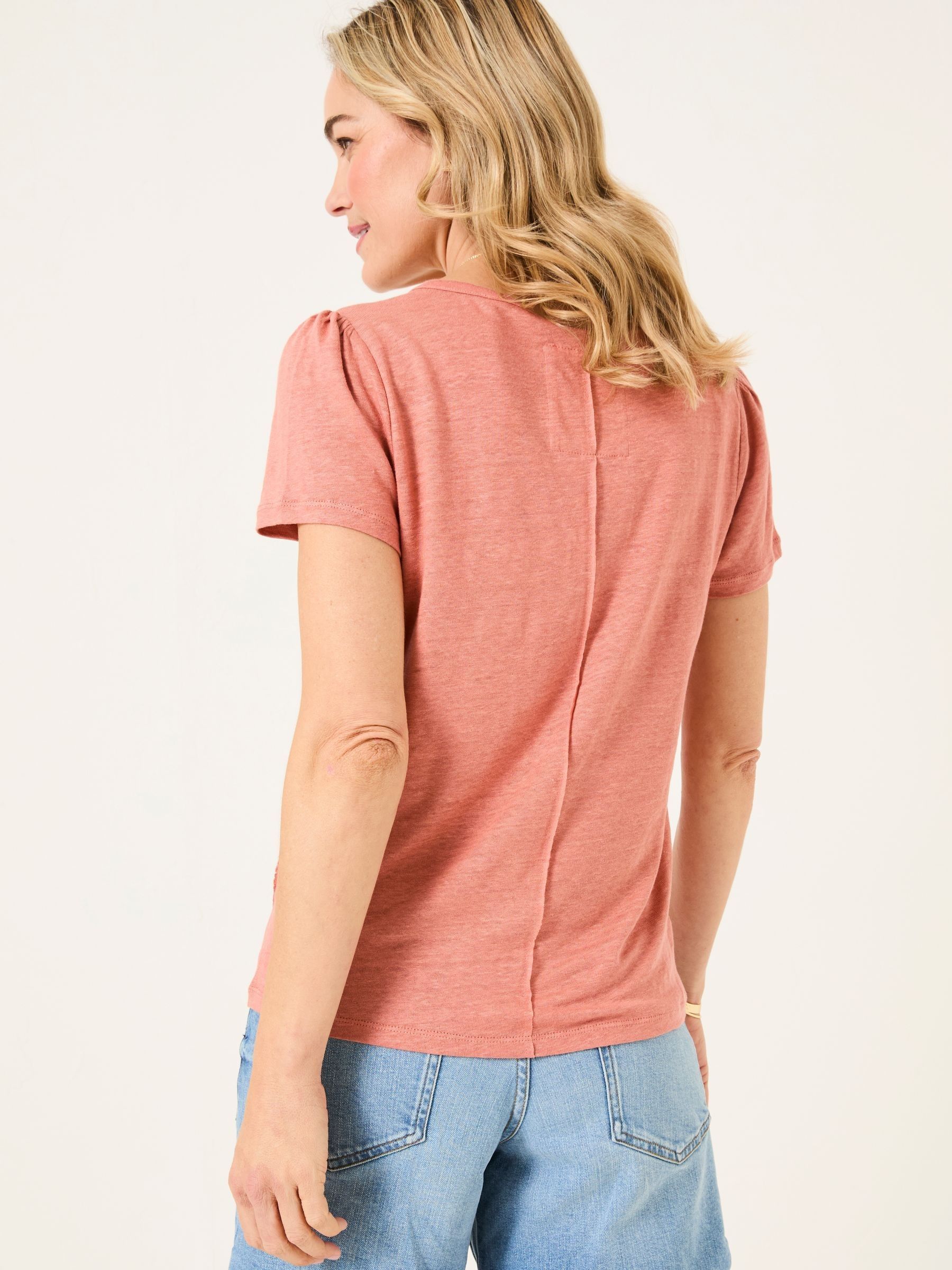 Lena Rose Pink Linen Henley Top - Image 2 of 5