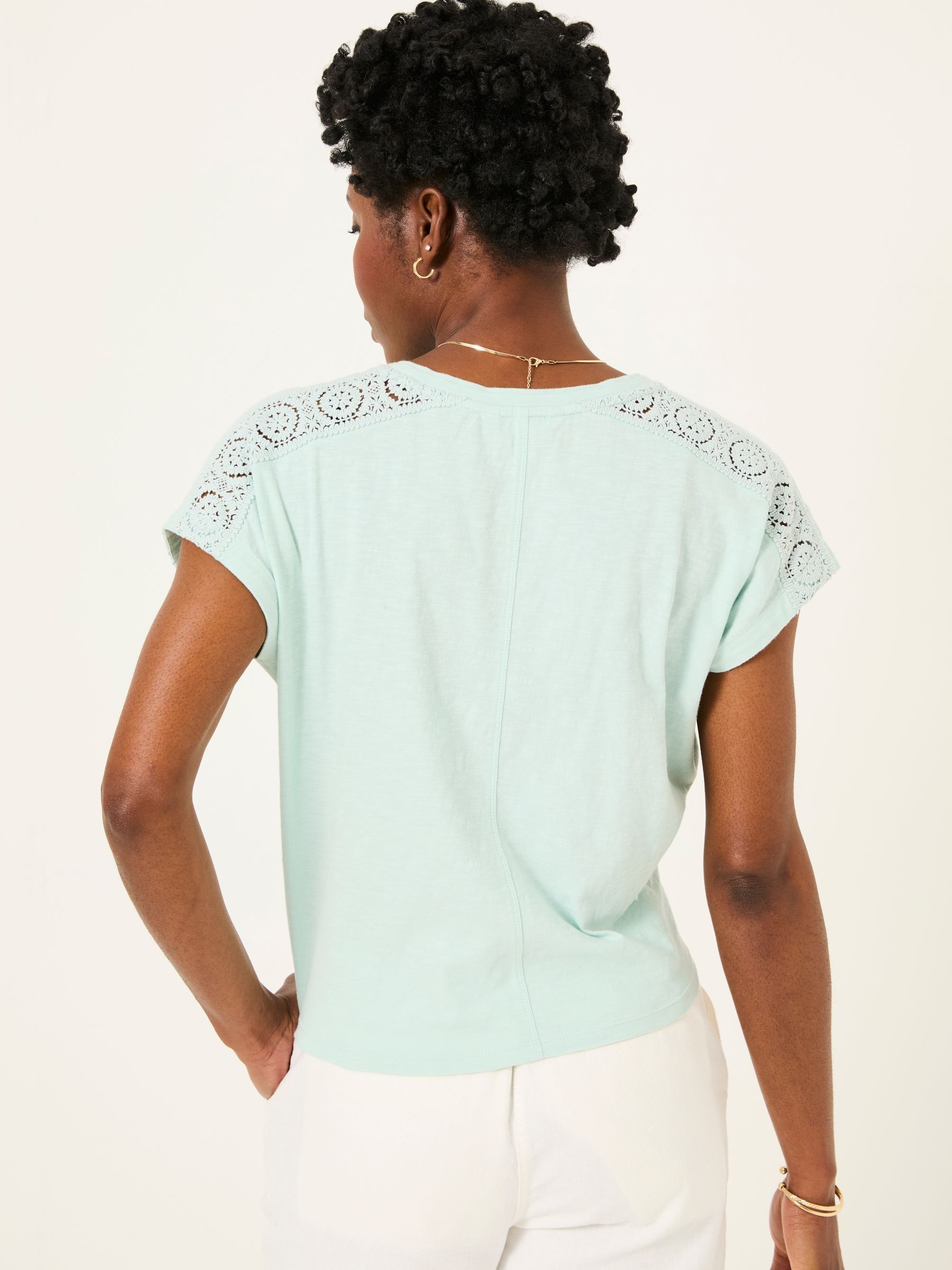 Mint Green Lace Tie Front T Shirt - Image 2 of 6