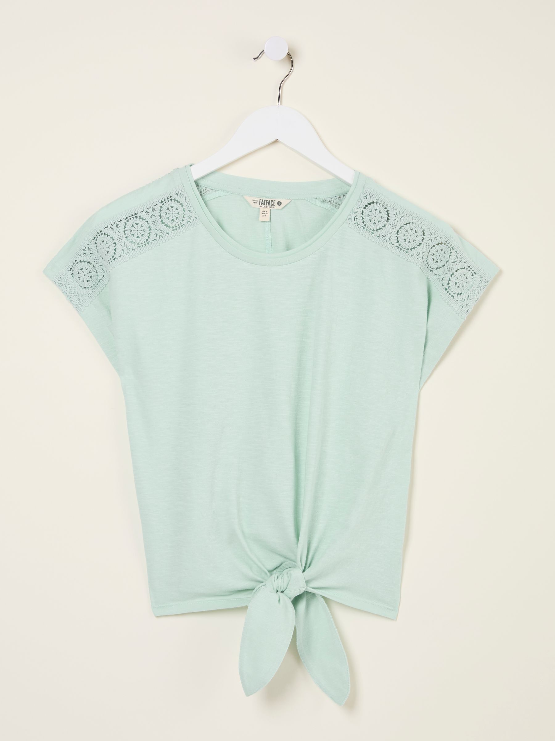 Mint Green Lace Tie Front T Shirt - Image 6 of 6