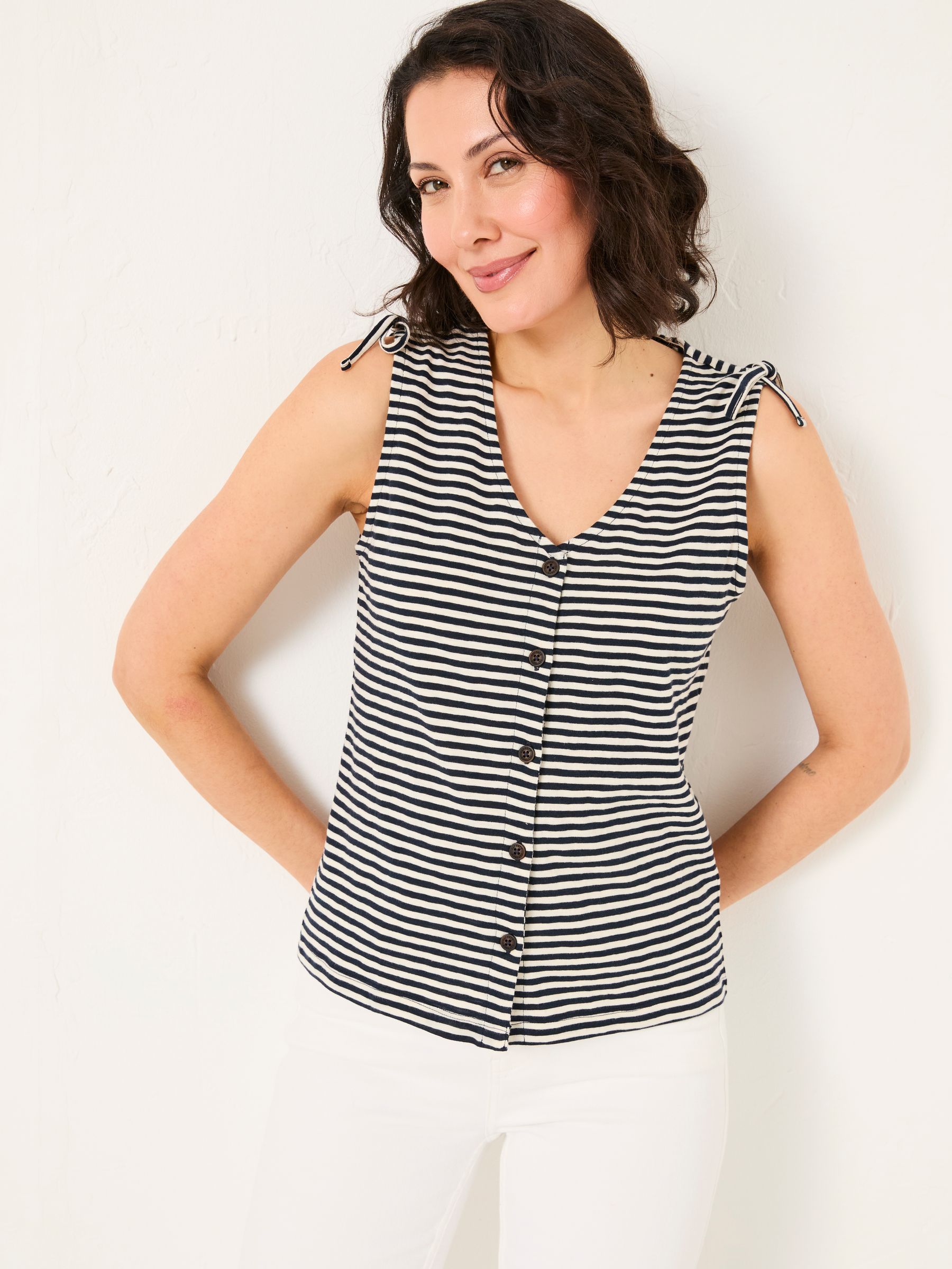 Claudia Navy Stripe Jersey Tank - Image 1 of 6