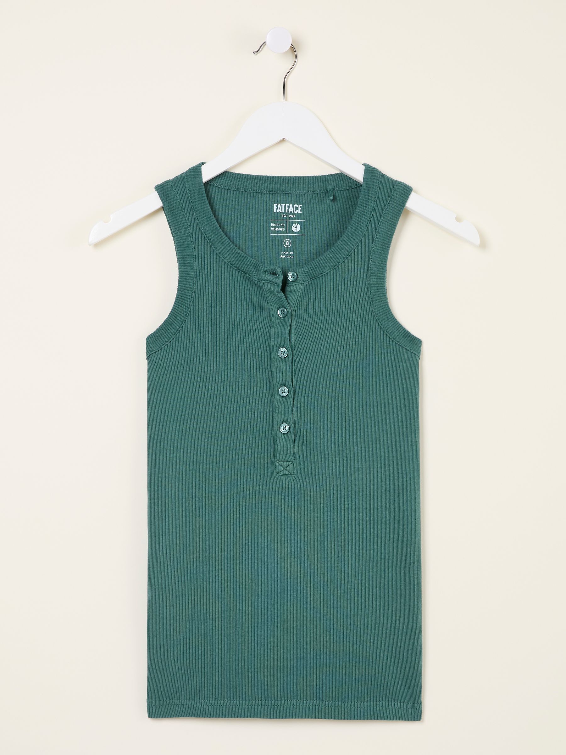 Rachel Teal Green Rib Vest - Image 5 of 5