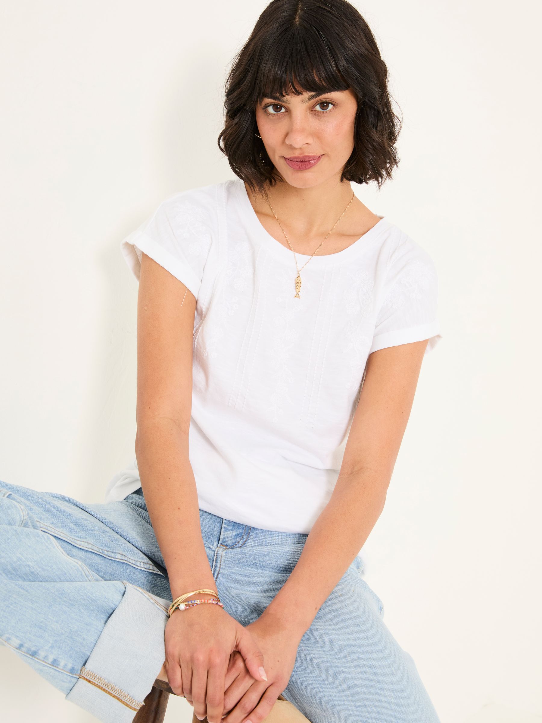 Ivy White Embroidered T-Shirt - Image 5 of 6