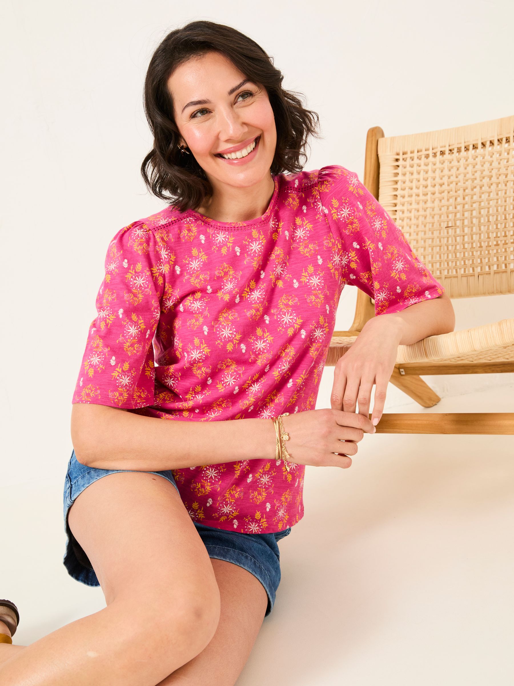 Kim Mid Pink Floral Block Floral Block Top - Image 3 of 5