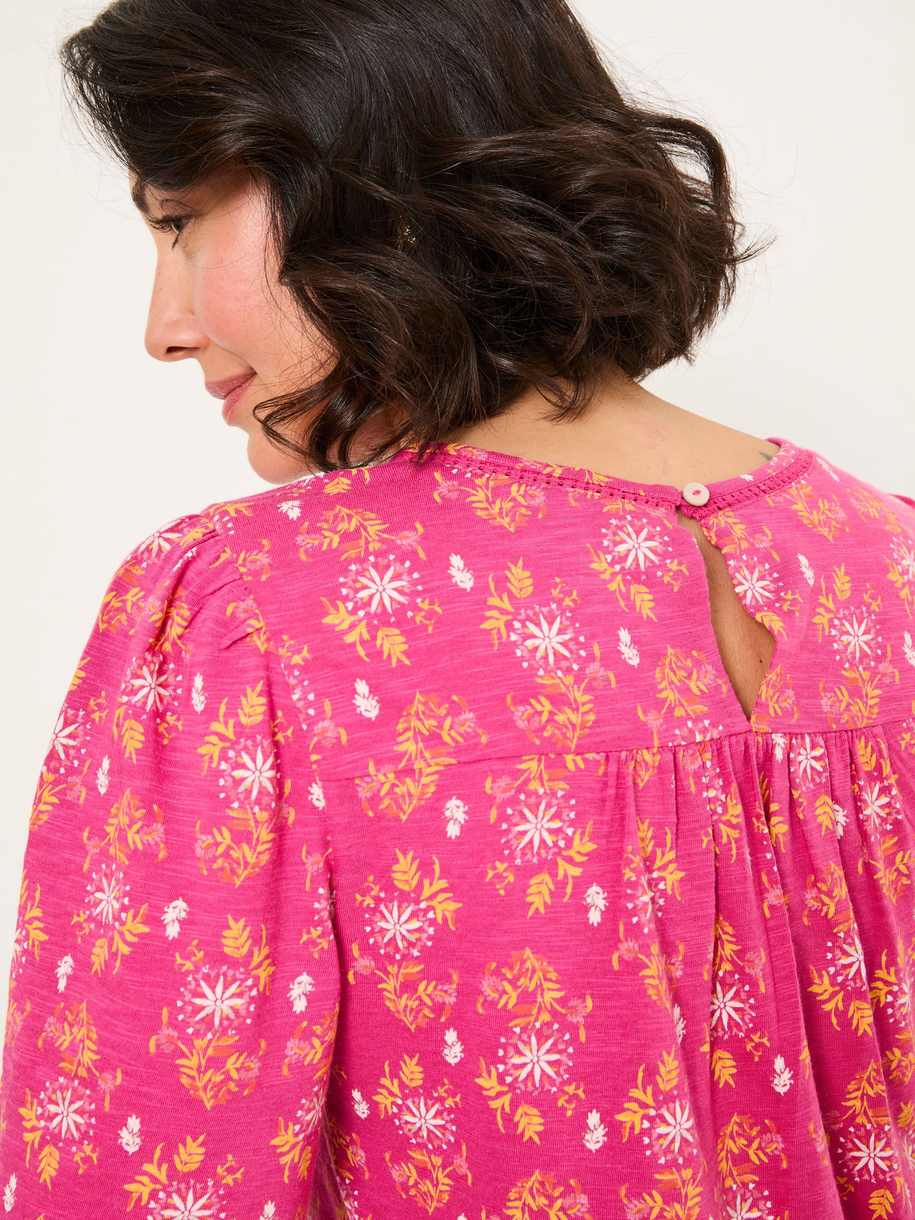 Kim Mid Pink Floral Block Floral Block Top - Image 4 of 5