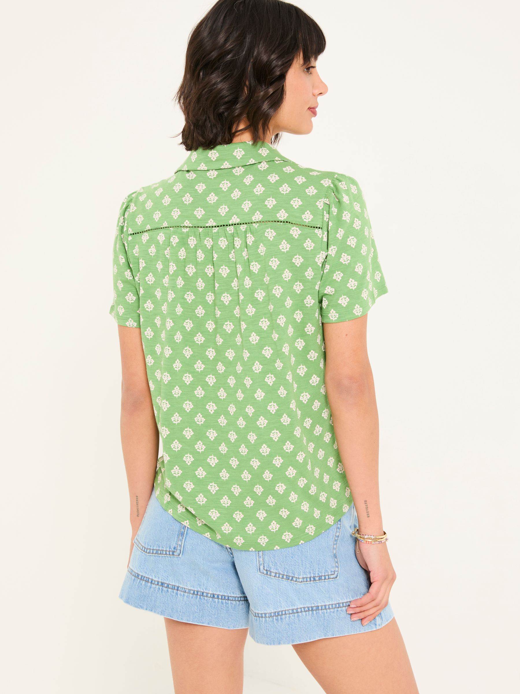 Kit Mid Green Woodblock Woodblock Short Sleeve Jersey Shirt - Image 2 of 5