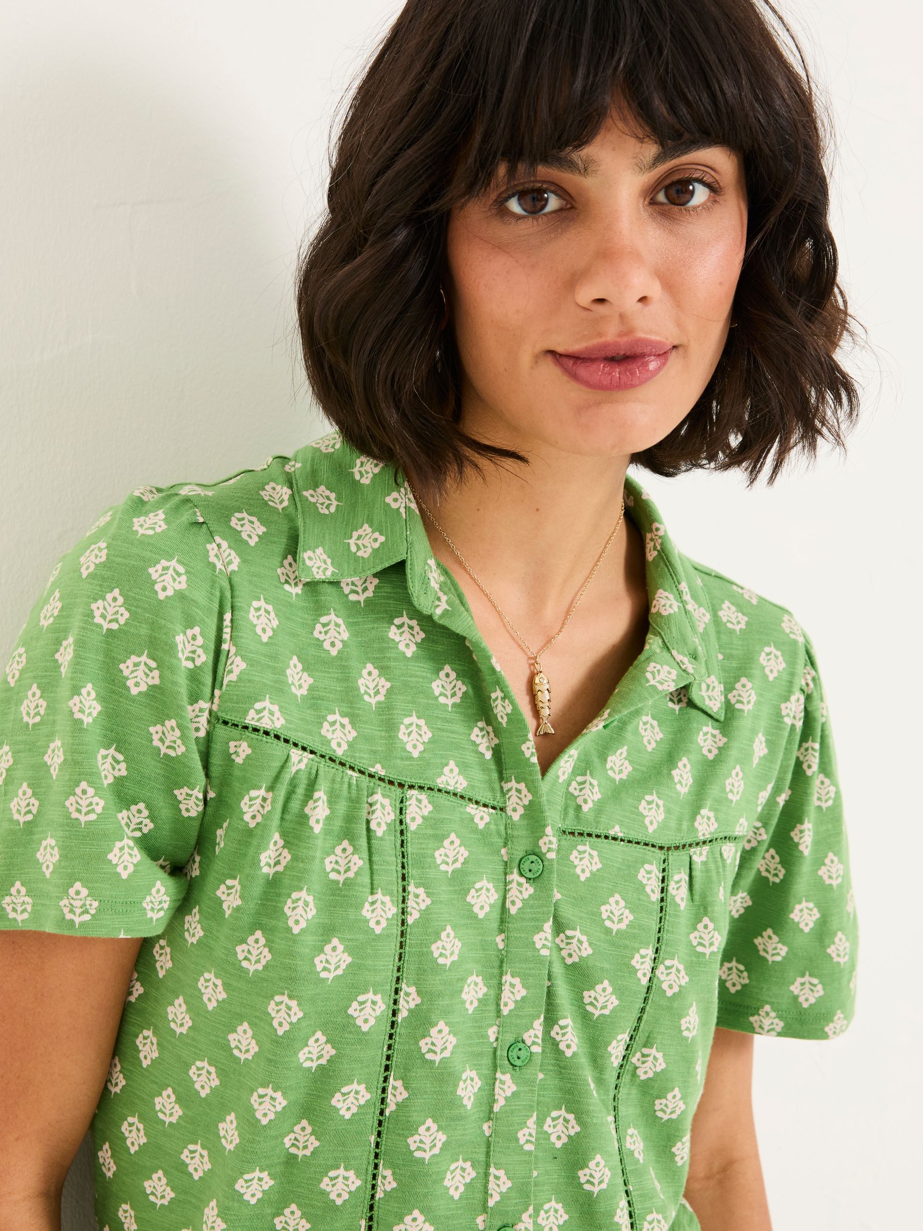 Kit Mid Green Woodblock Woodblock Short Sleeve Jersey Shirt - Image 3 of 5