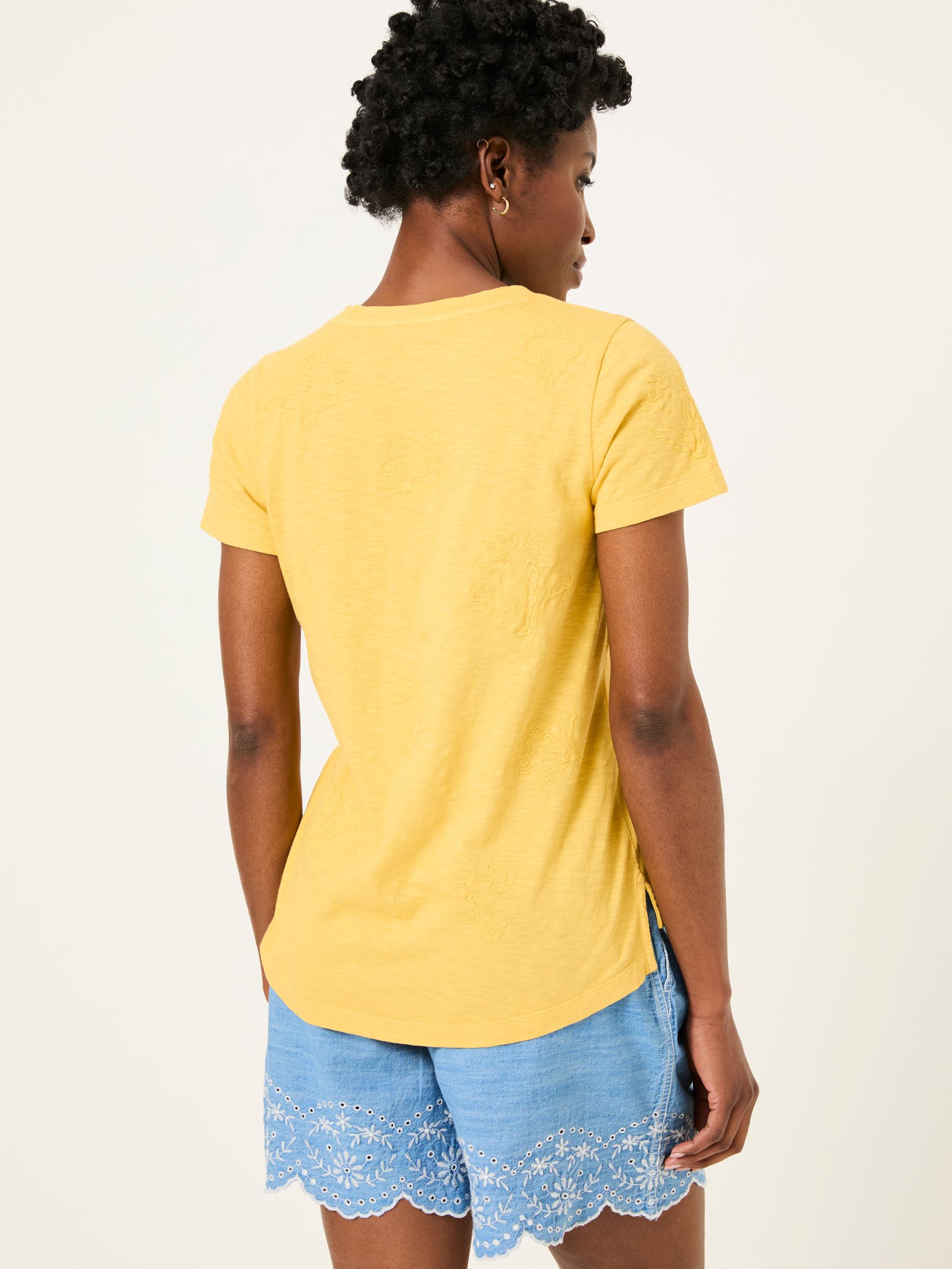 Natalie Light Yellow Beeble Embroidered T Shirt - Image 2 of 7