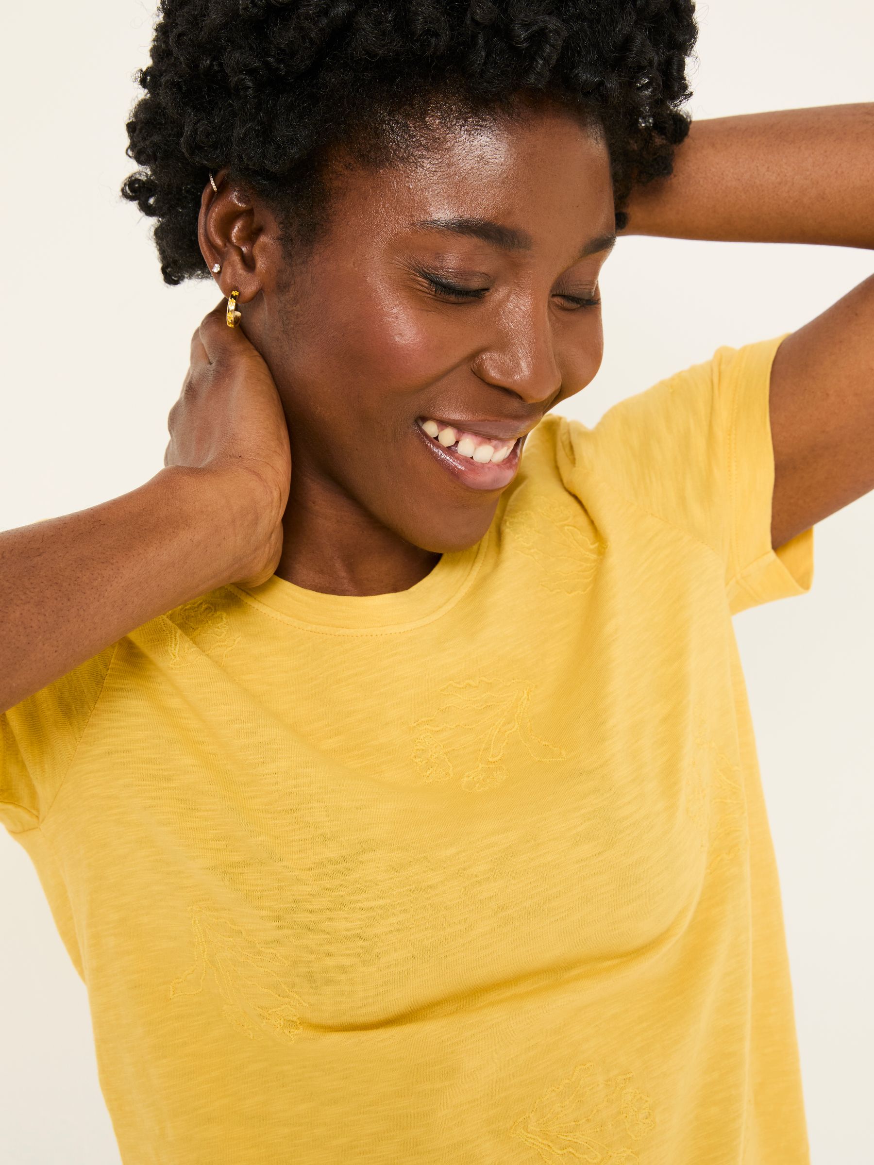 Natalie Light Yellow Beeble Embroidered T Shirt - Image 4 of 7