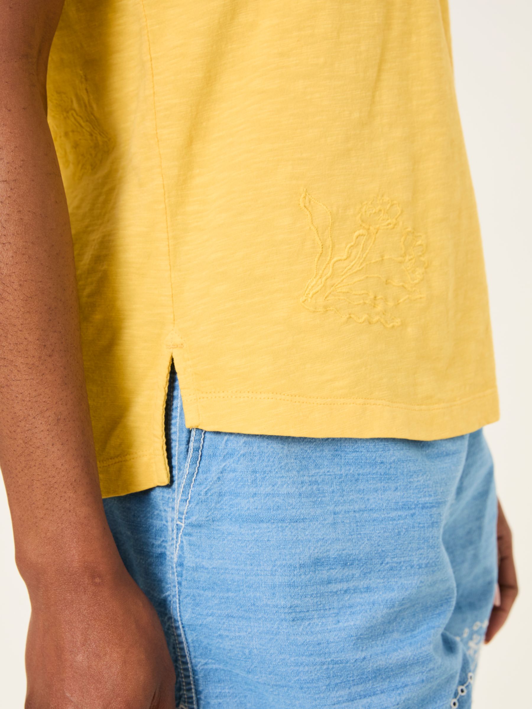 Natalie Light Yellow Beeble Embroidered T Shirt - Image 6 of 7