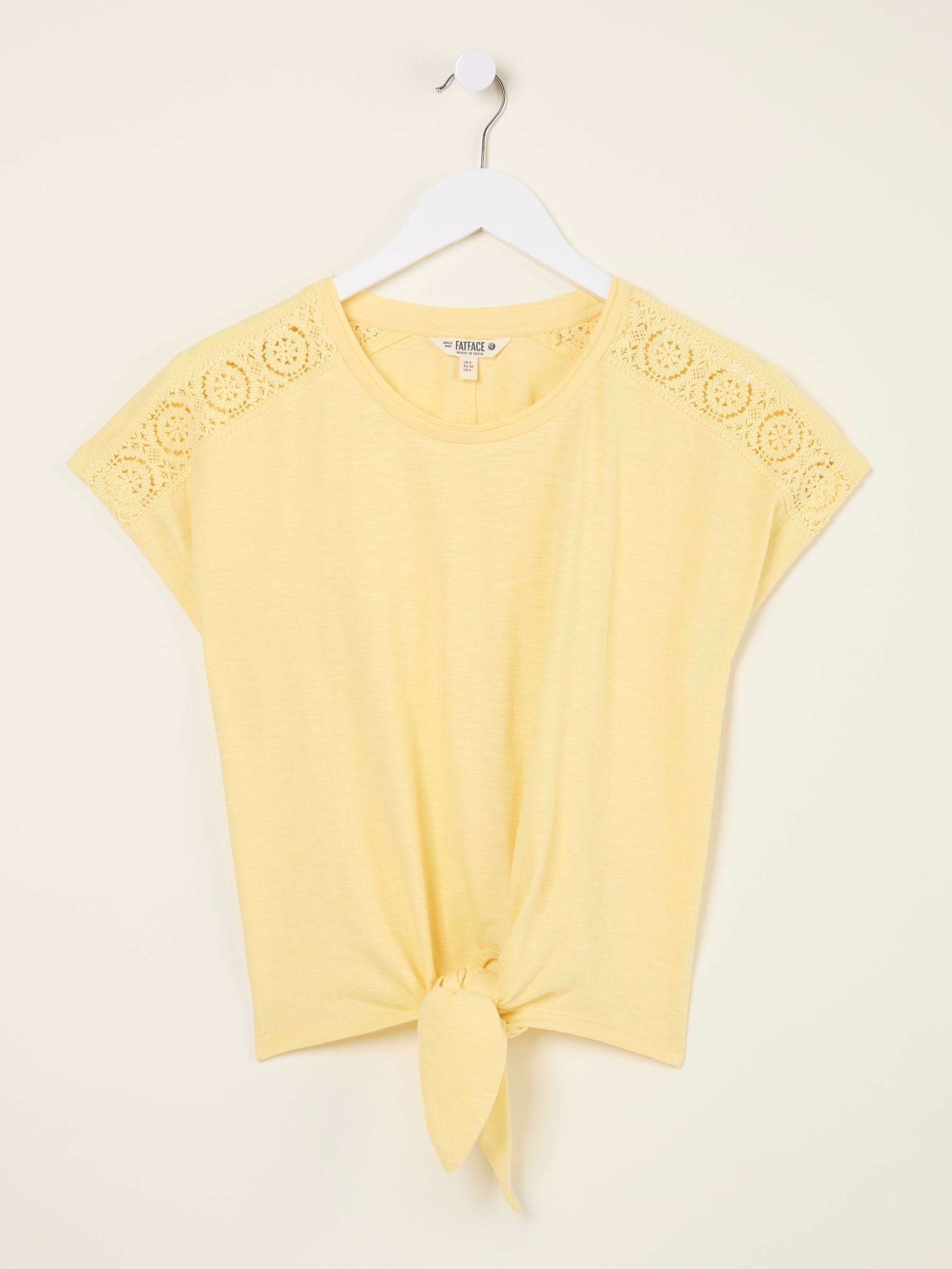 Light Yellow Lace Tie Front T Shirt - Image 5 of 5