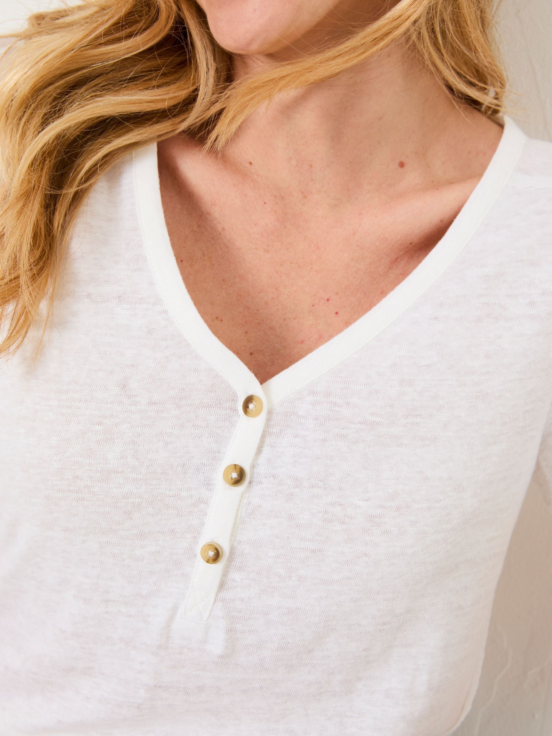 Lena White Linen Henley Top - Image 4 of 4