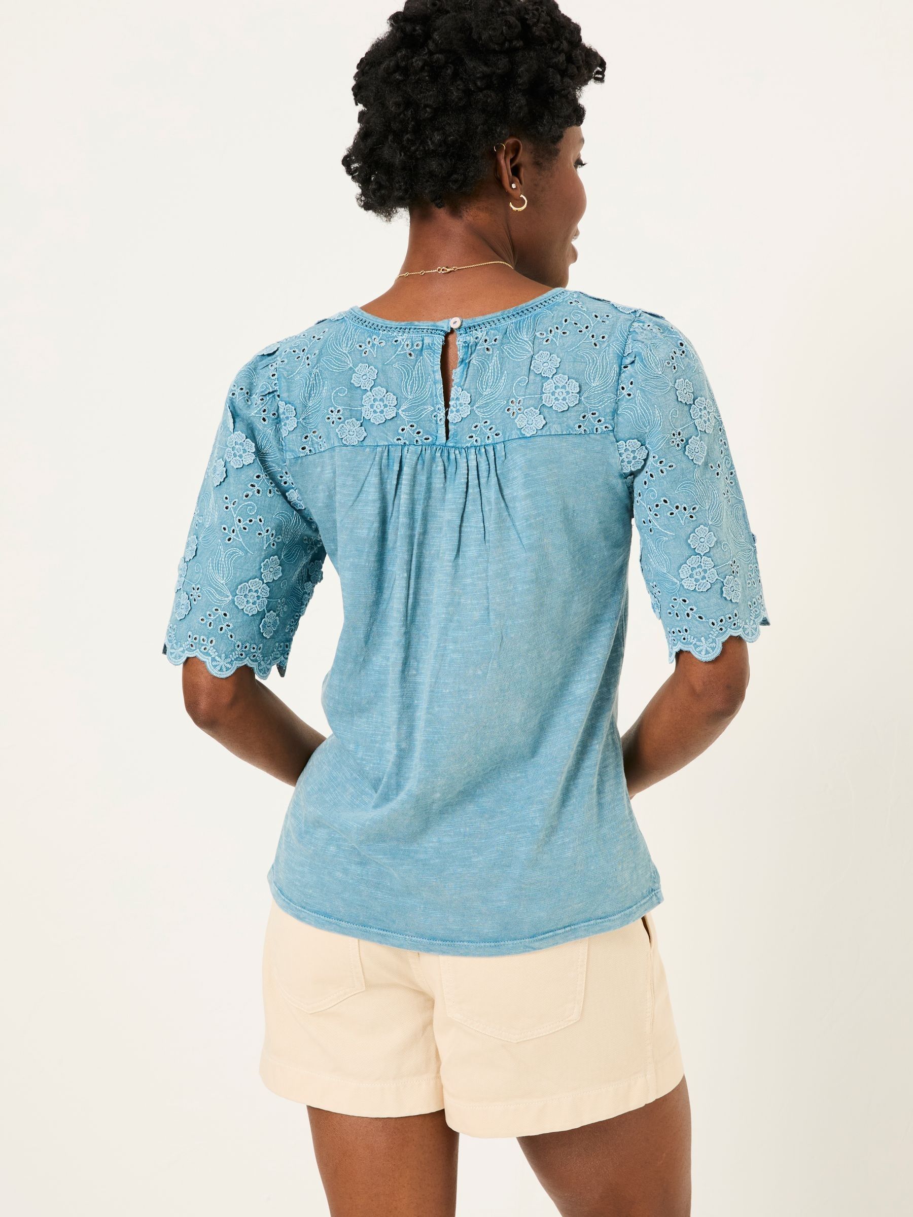Denim Blue Pretty Broderie Top - Image 2 of 6