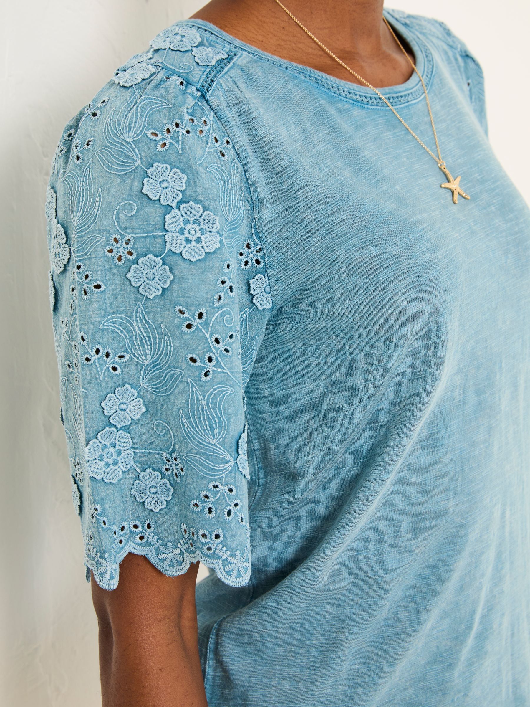 Denim Blue Pretty Broderie Top - Image 5 of 6