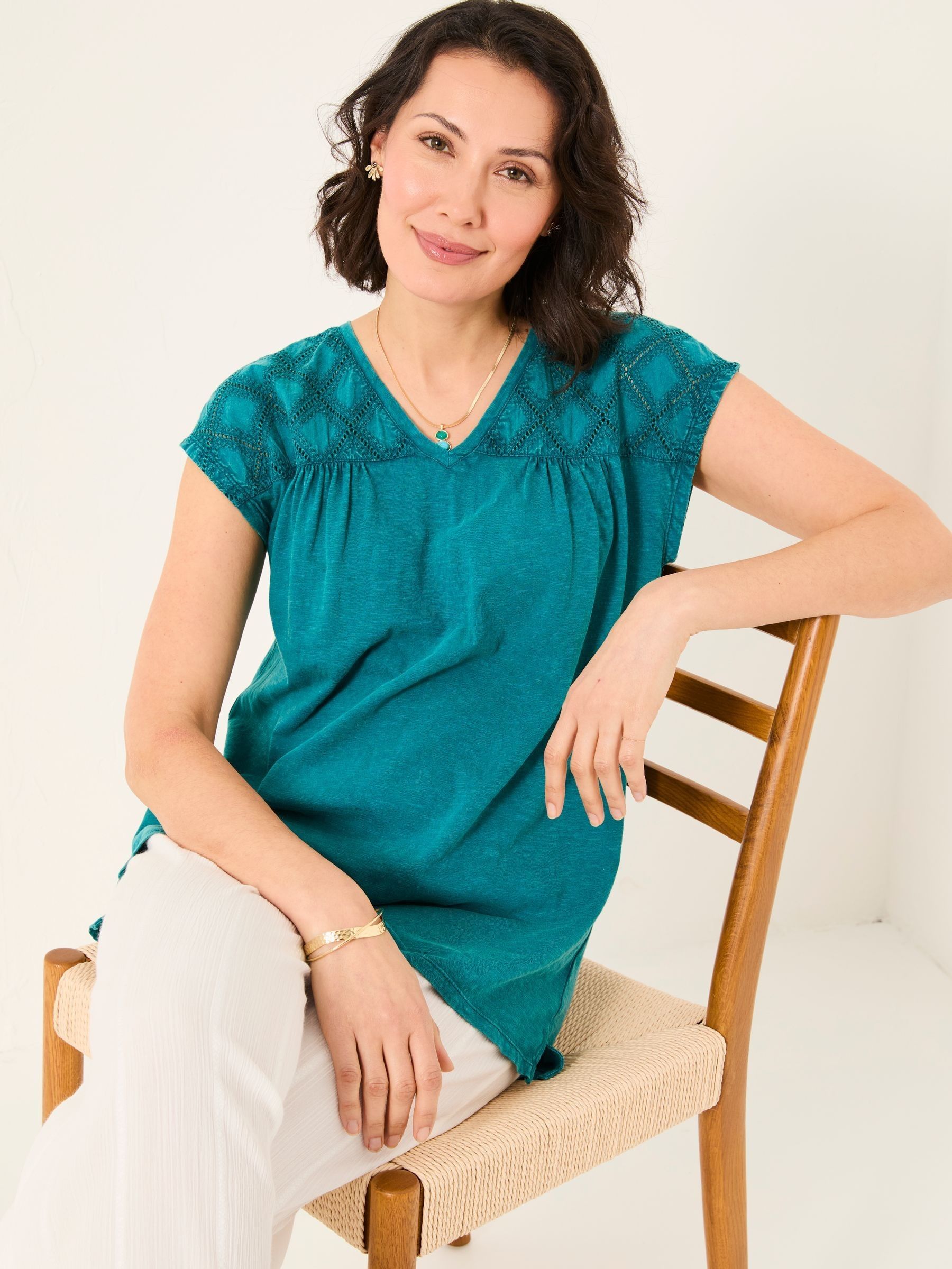 Sandi Dark Teal Blue Embroidered Tunic - Image 3 of 5