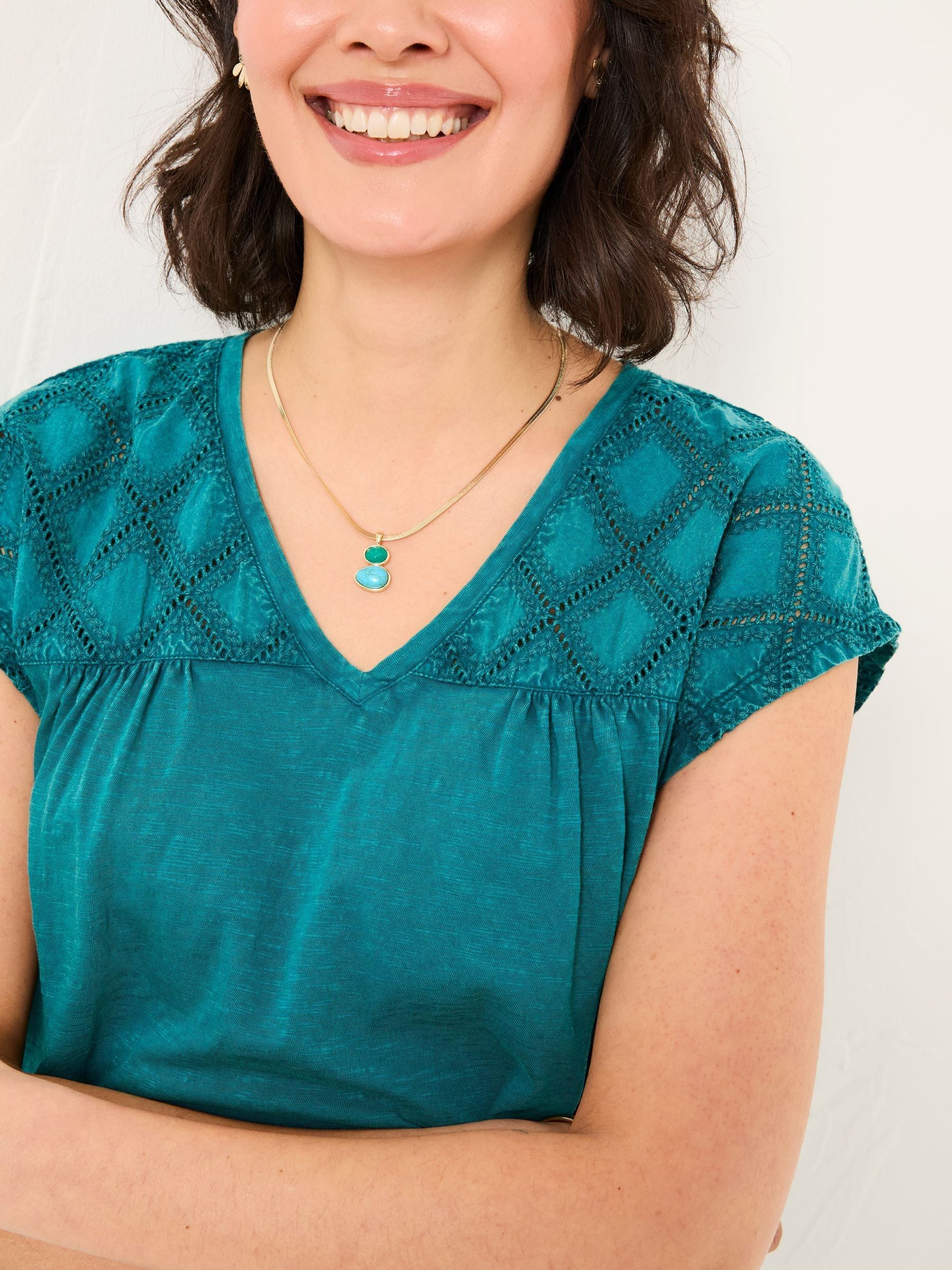 Sandi Dark Teal Blue Embroidered Tunic - Image 4 of 5