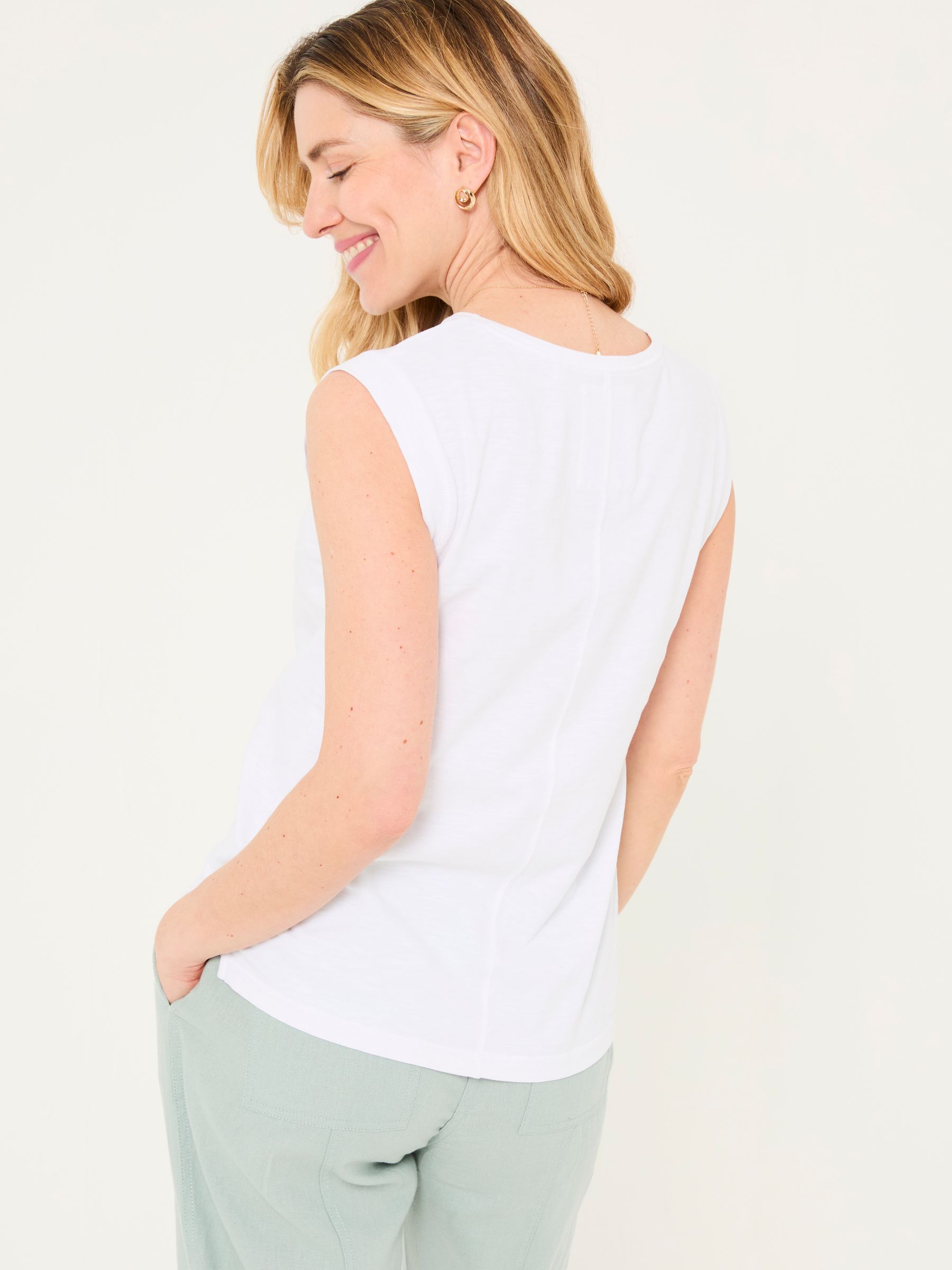 Tia White Jersey Tank Top - Image 2 of 5