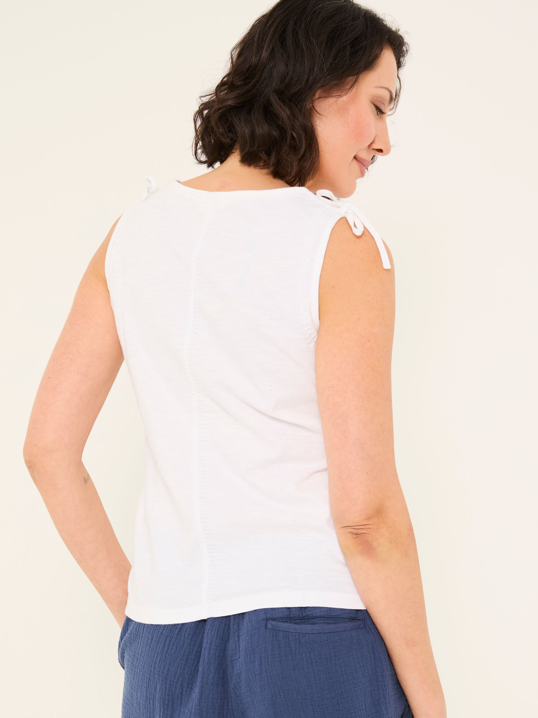 Claudia White Embroidered Jersey Tank - Image 2 of 5