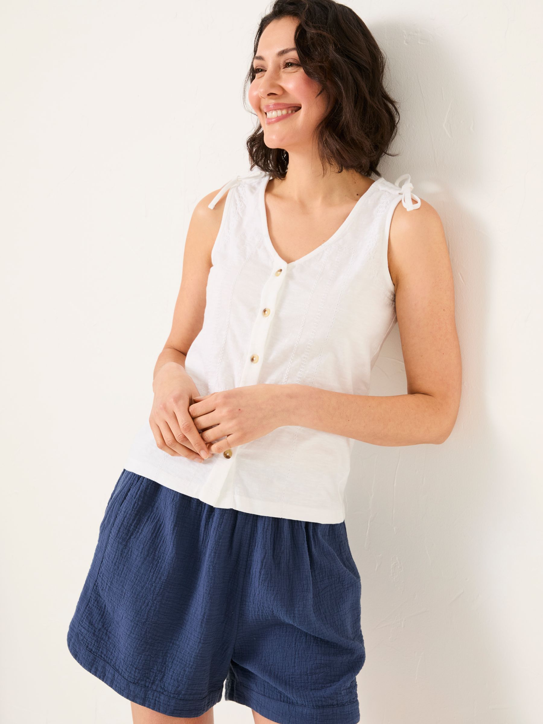 Claudia White Embroidered Jersey Tank - Image 3 of 5