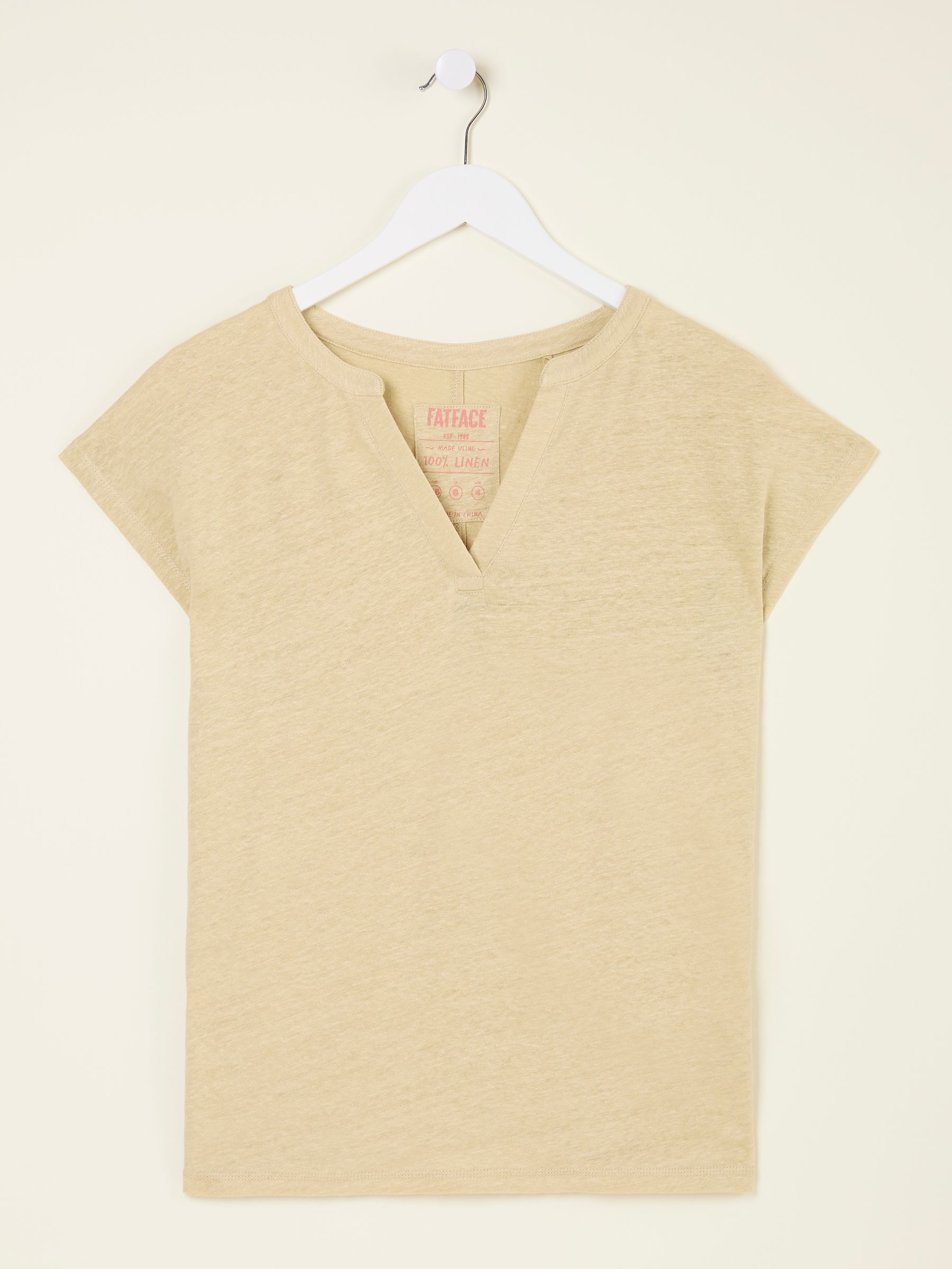 Oatmeal 100% Linen Notch Neck Top - Image 6 of 6
