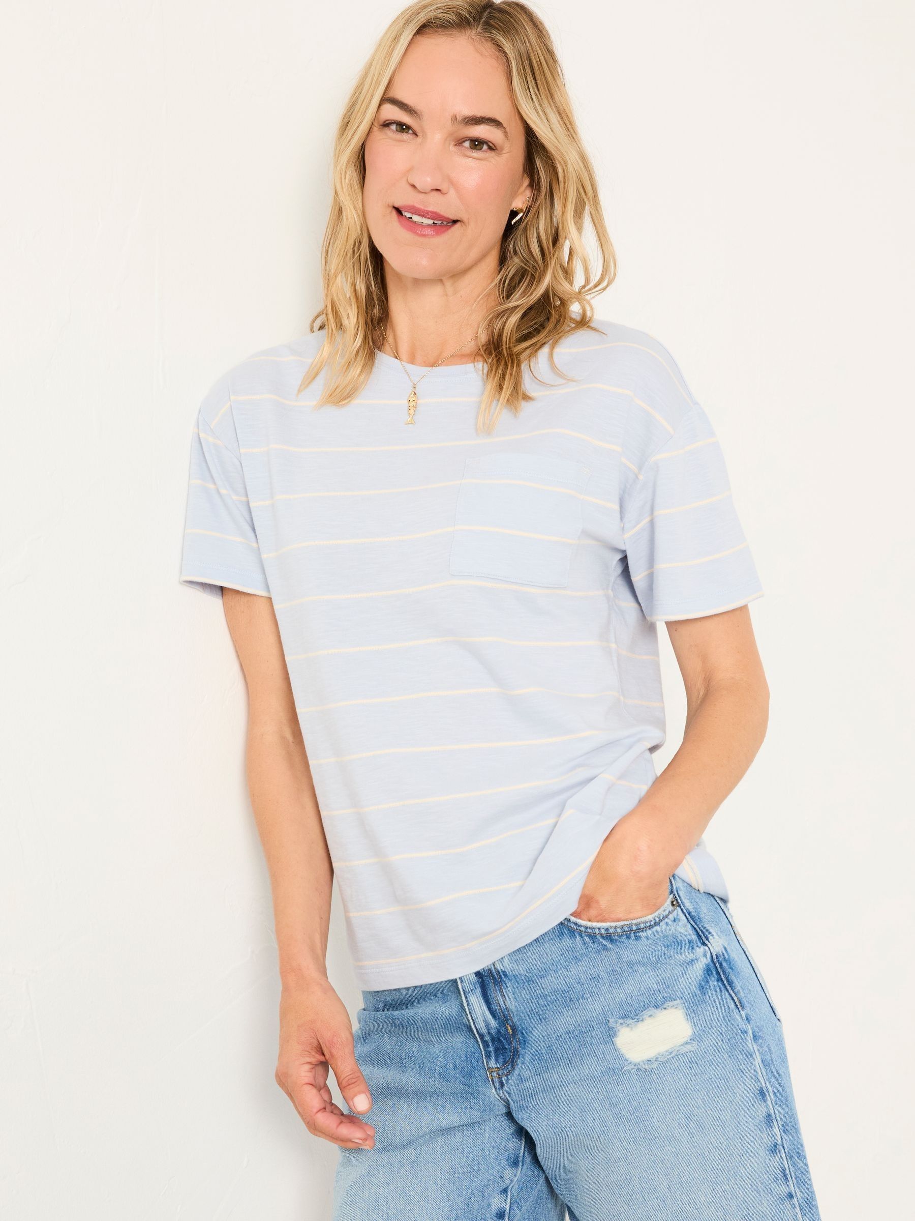Lily Light Blue Stripe T Shirt - Image 1 of 5