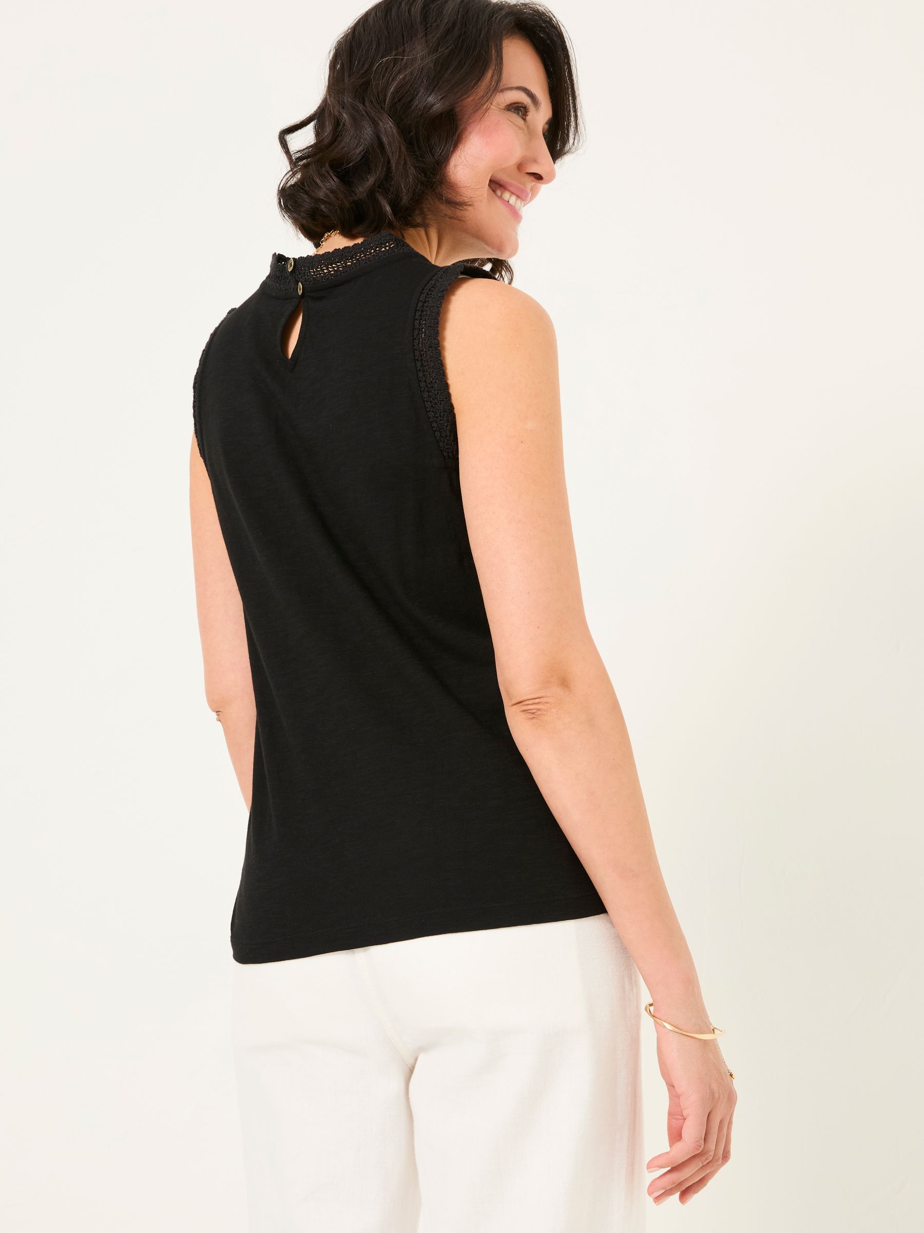 Isla Black Lace Jersey Tank Top - Image 2 of 6