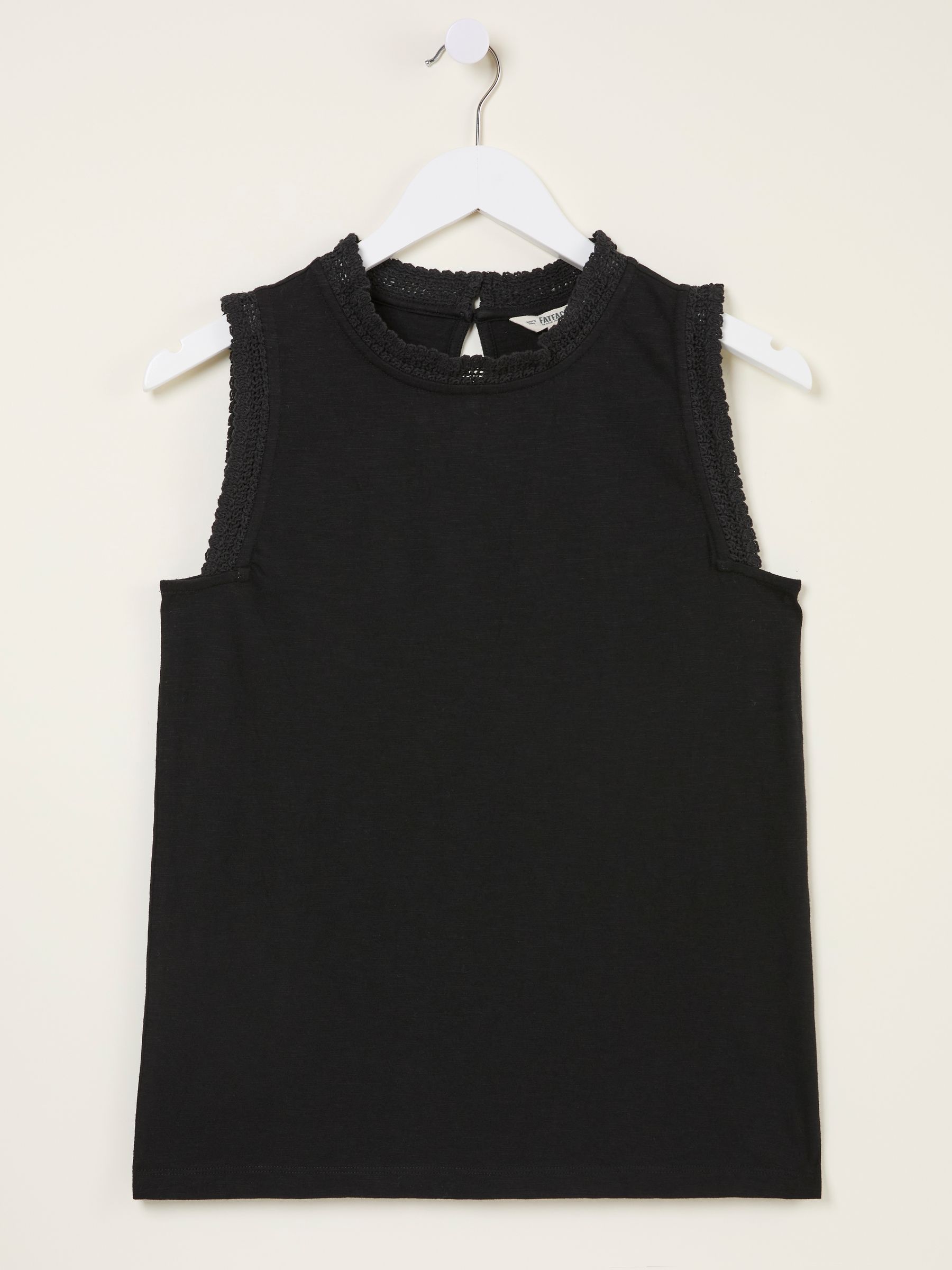 Isla Black Lace Jersey Tank Top - Image 6 of 6
