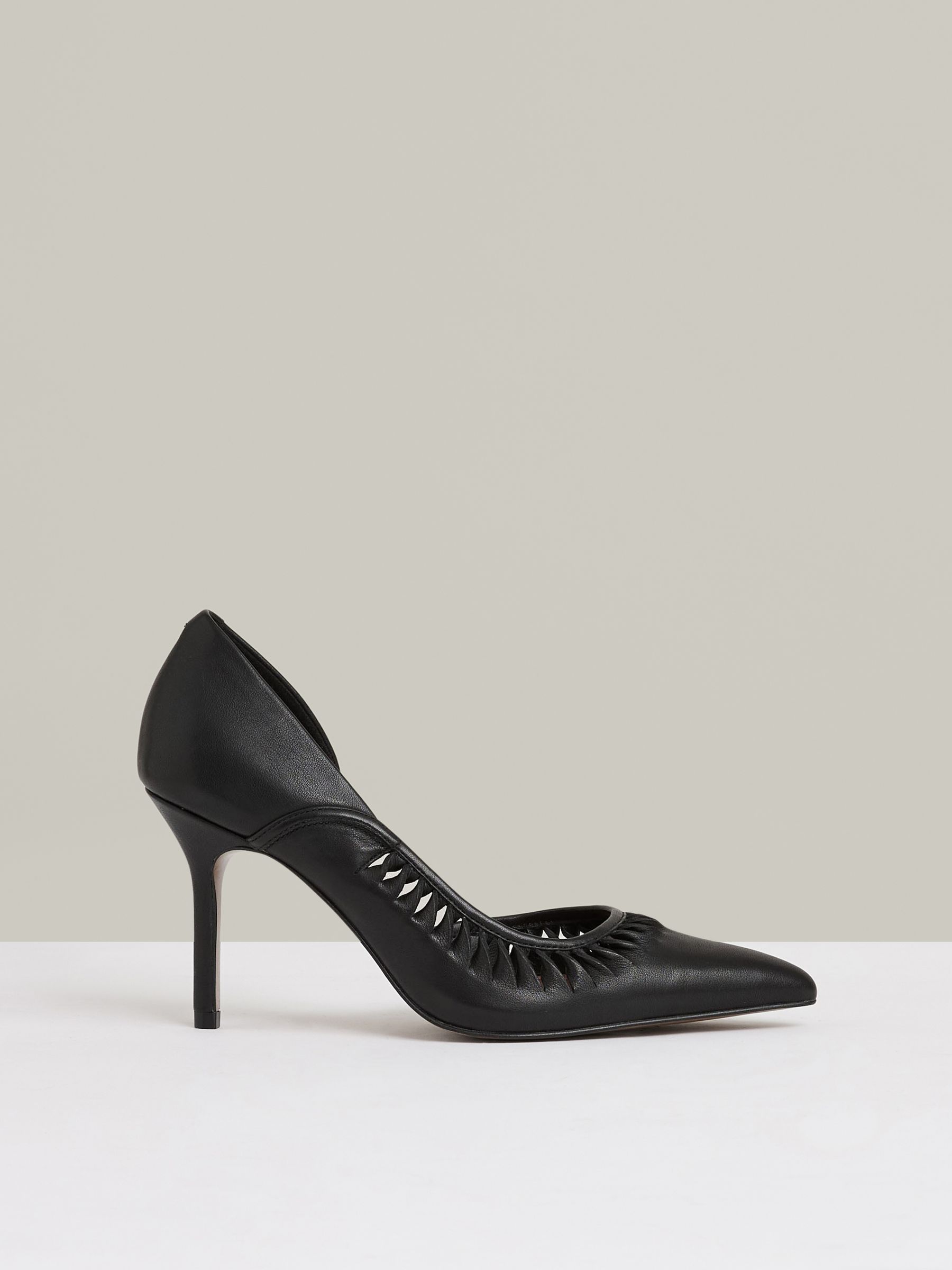 Leather Twist Detail Court Shoes in Black - Image 1 of 5
