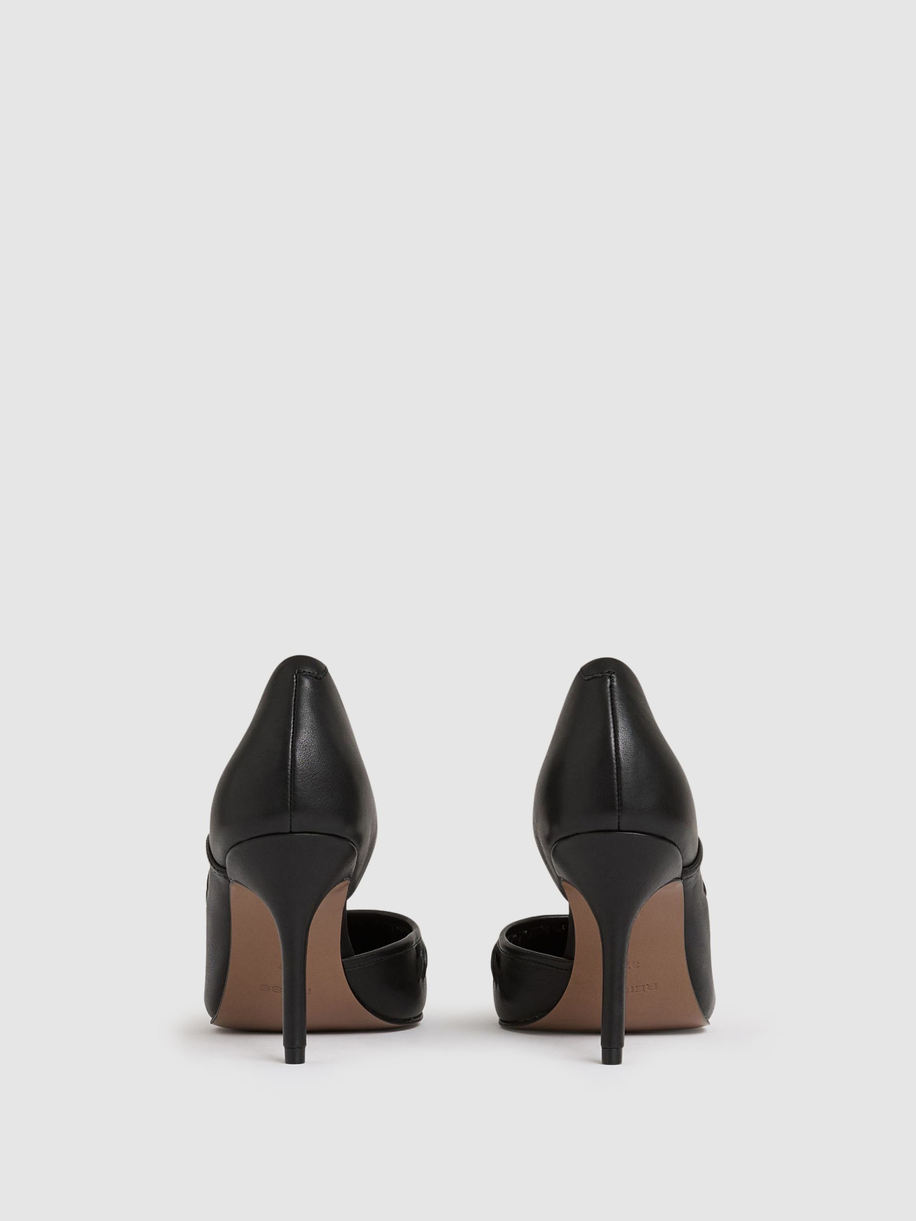 Leather Twist Detail Court Shoes in Black - image 3