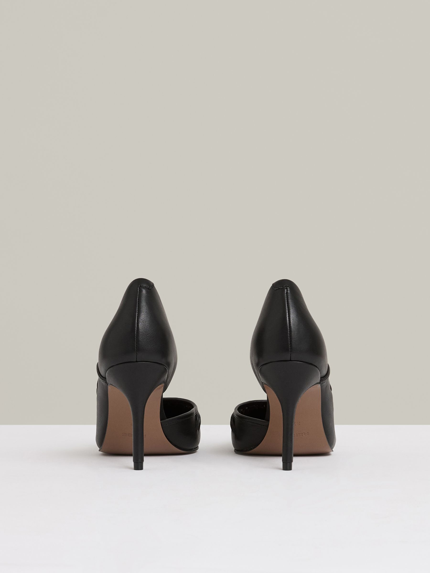 Leather Twist Detail Court Shoes in Black - Image 4 of 5