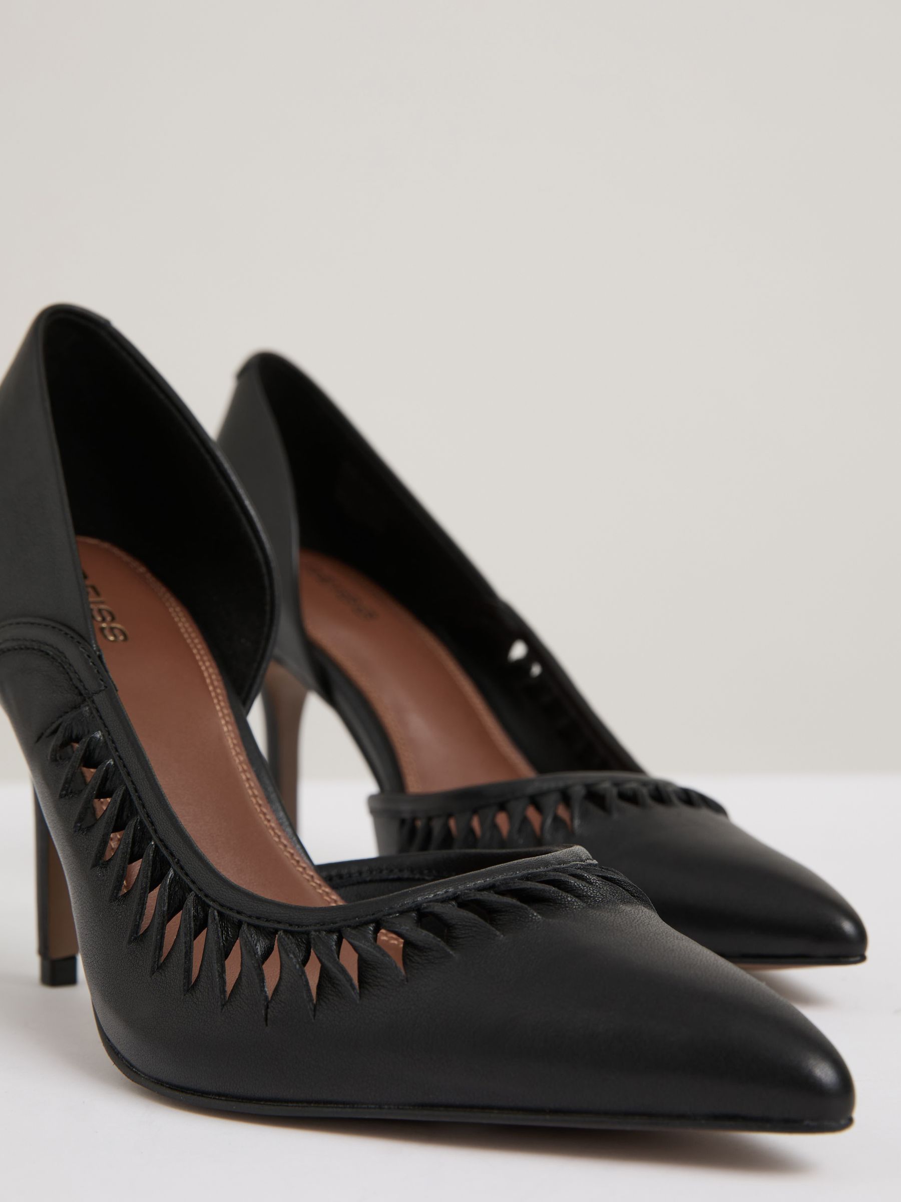 Leather Twist Detail Court Shoes in Black - Image 5 of 5