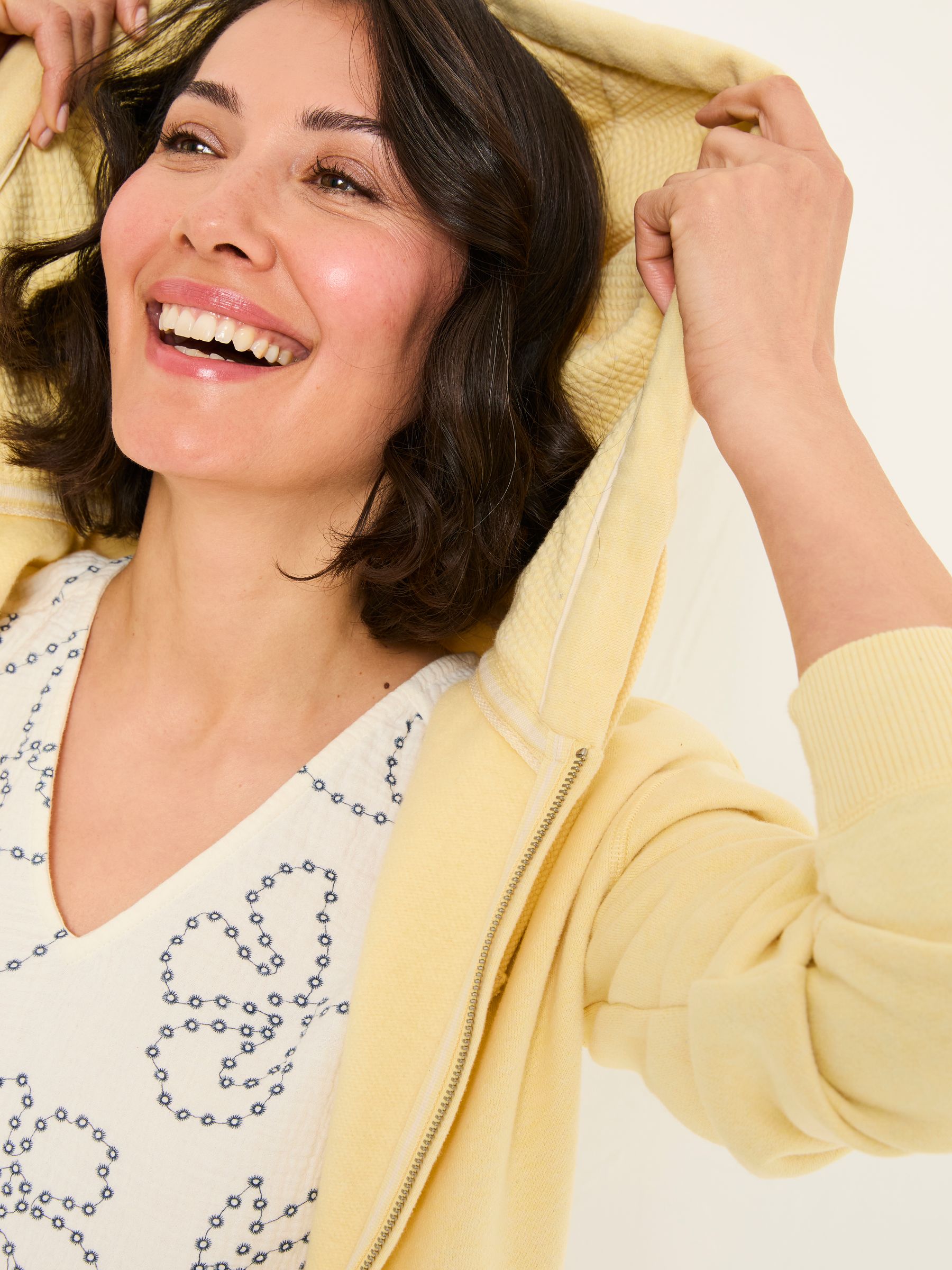 Amy Light Yellow Zip Through Hoodie - Image 3 of 6