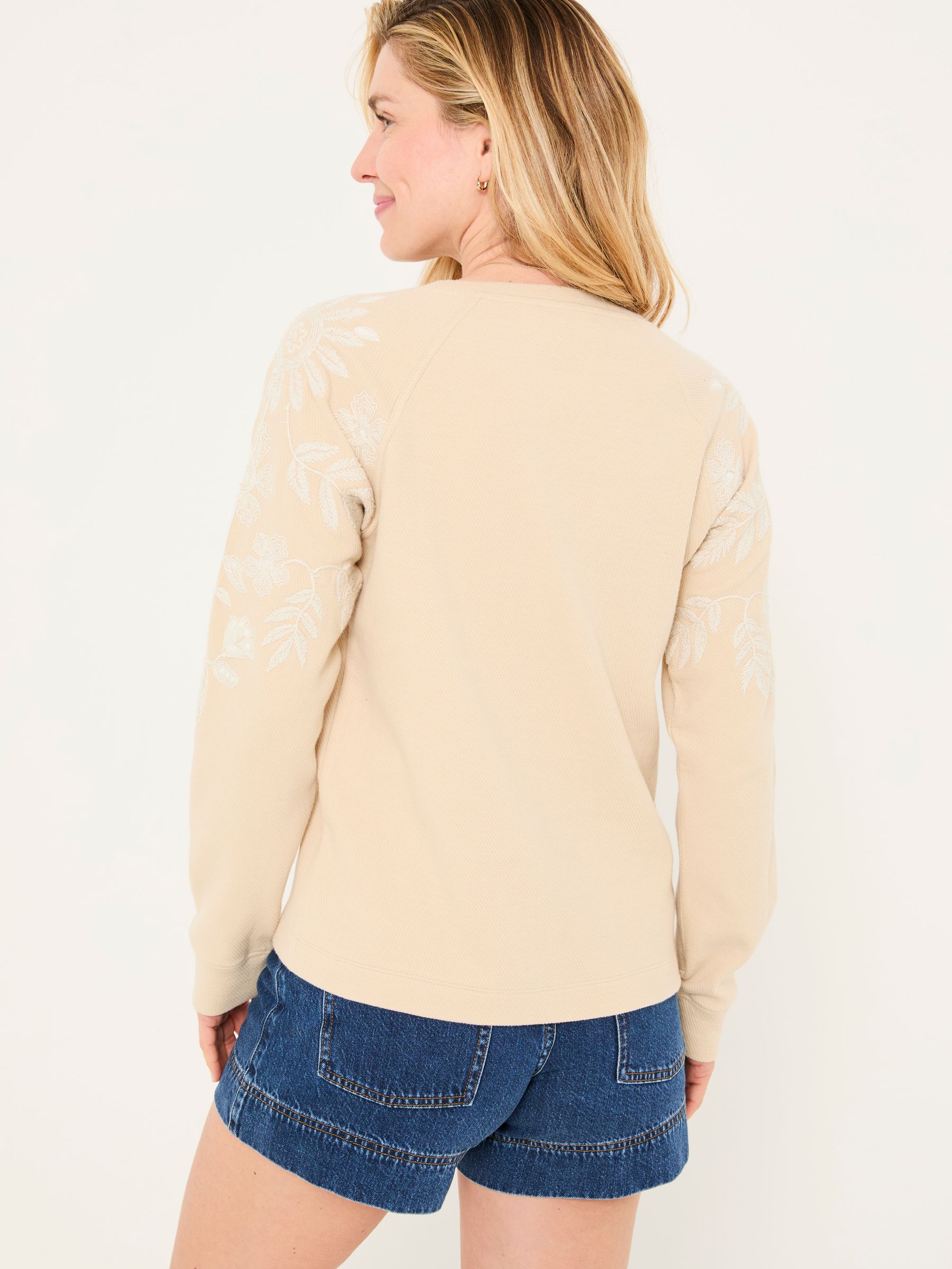 Ellie Natural Embroidered Crew Sweatshirt - Image 2 of 6