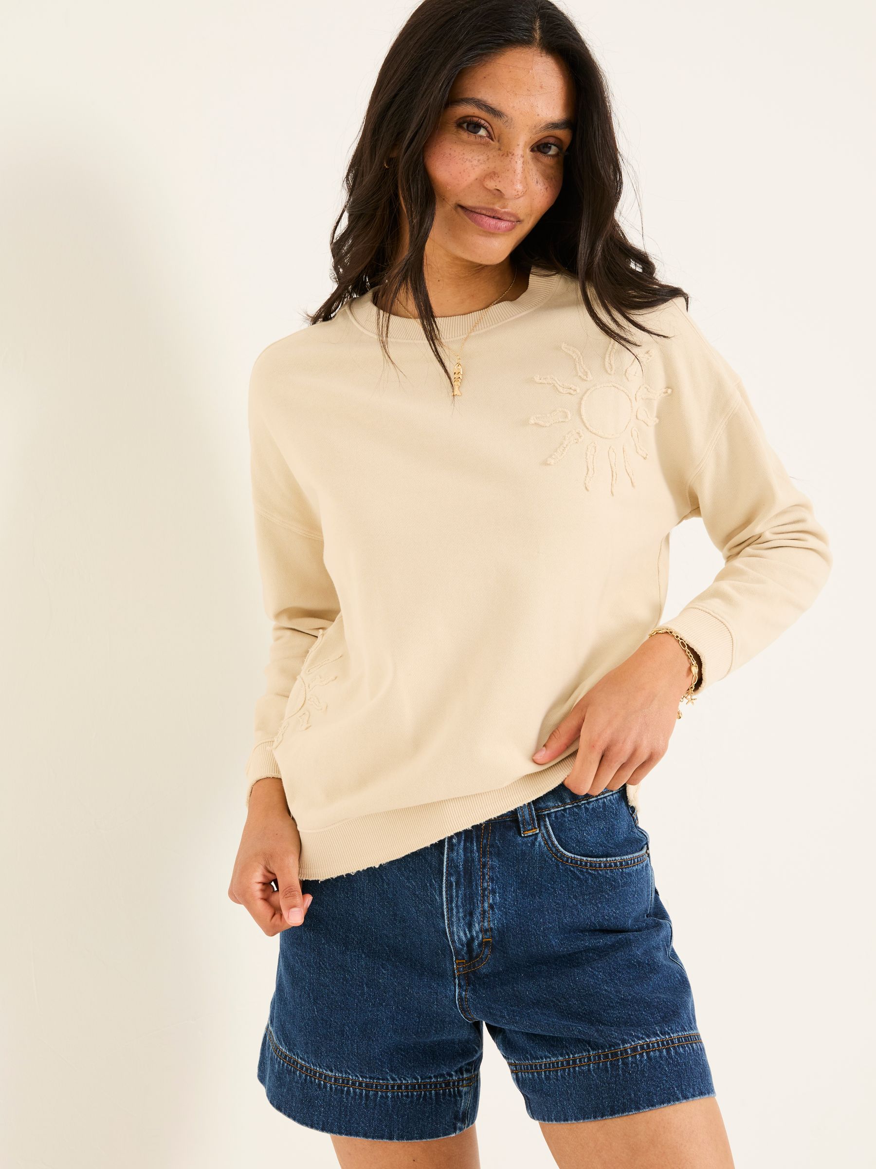 Lottie Natural Sun Graphic Crew Sweatshirt | FatFace