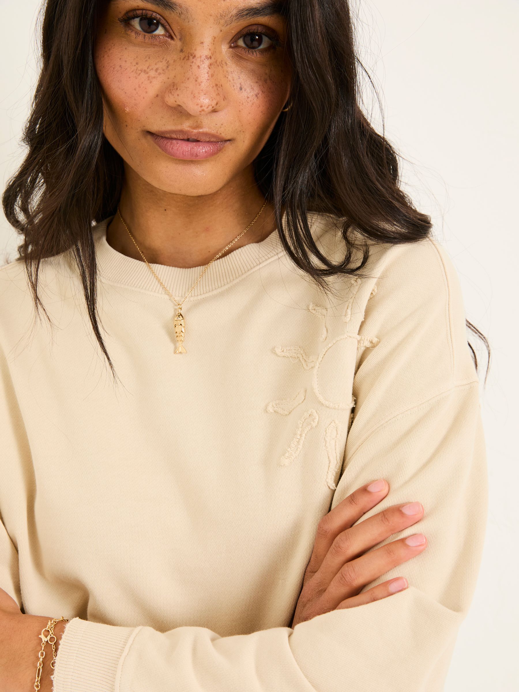 Lottie Natural Sun Graphic Crew Sweatshirt | FatFace