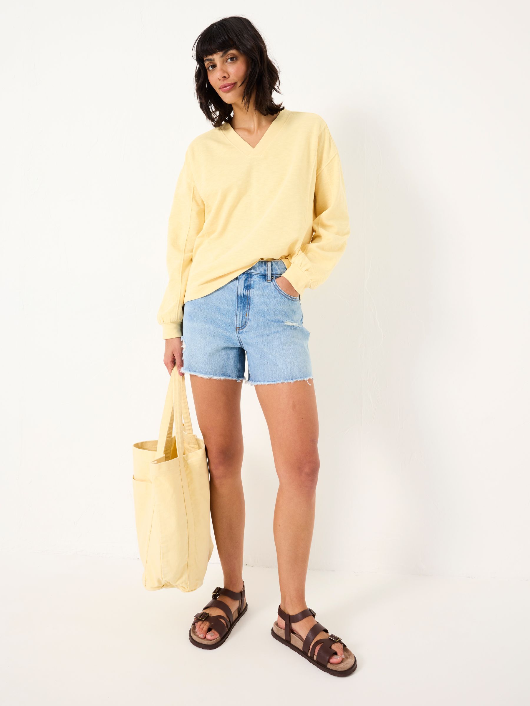 Gigi Light Yellow V Neck Sweatshirt - Image 3 of 6