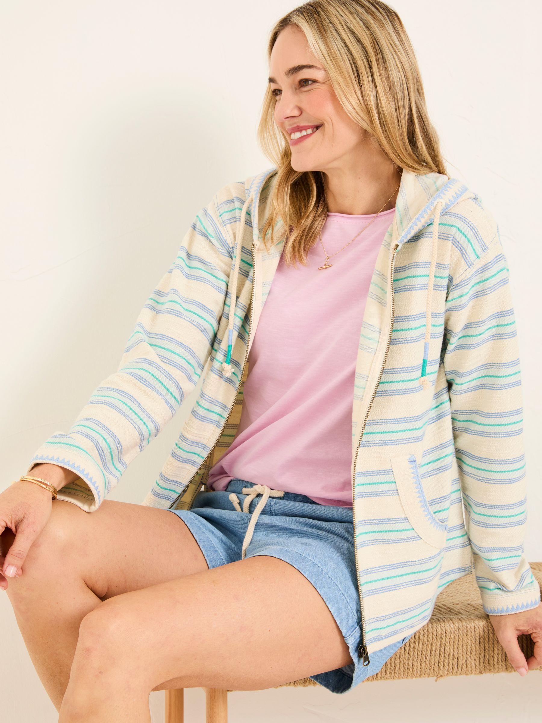 Ally Natural Homespun Zip Through Hoodie - Image 3 of 7